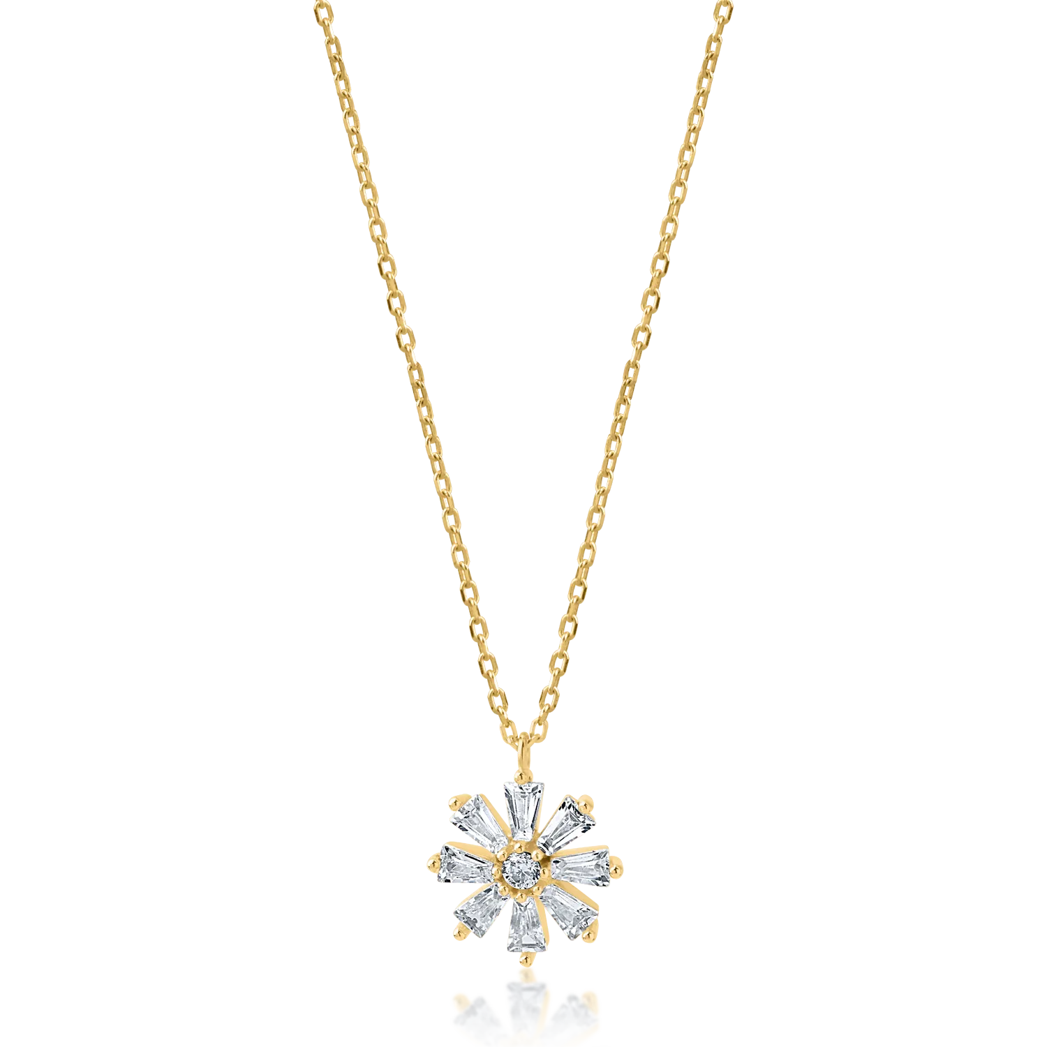Yellow gold flower pendant necklace
