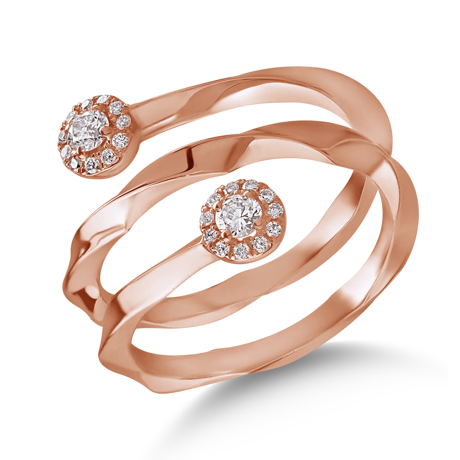 Rózsarany gyűrű 0.24ct gyémántokkal-160142