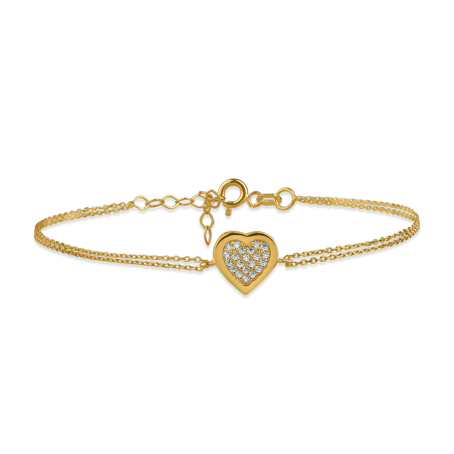 Bratara cu inimioara din aur galben