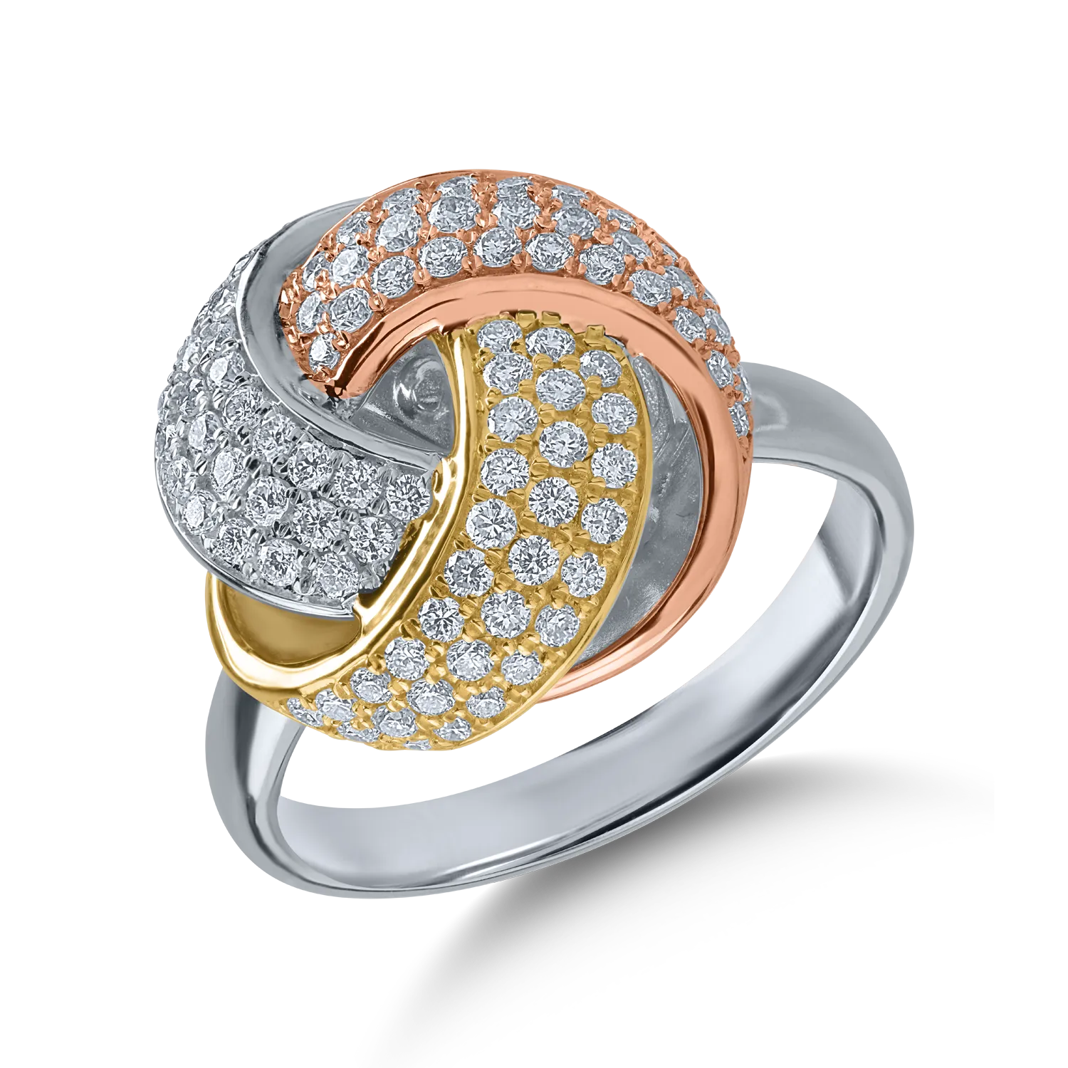 Inel din aur alb-roz-galben cu diamante de 0.78ct-160157