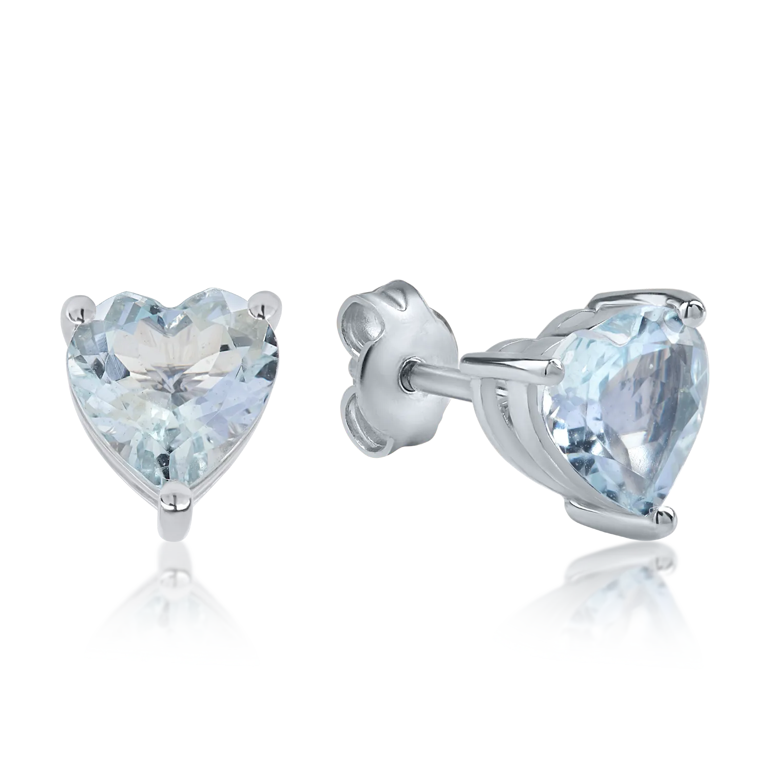 Cercei din aur alb cu acvamarine heart de 1.9ct
