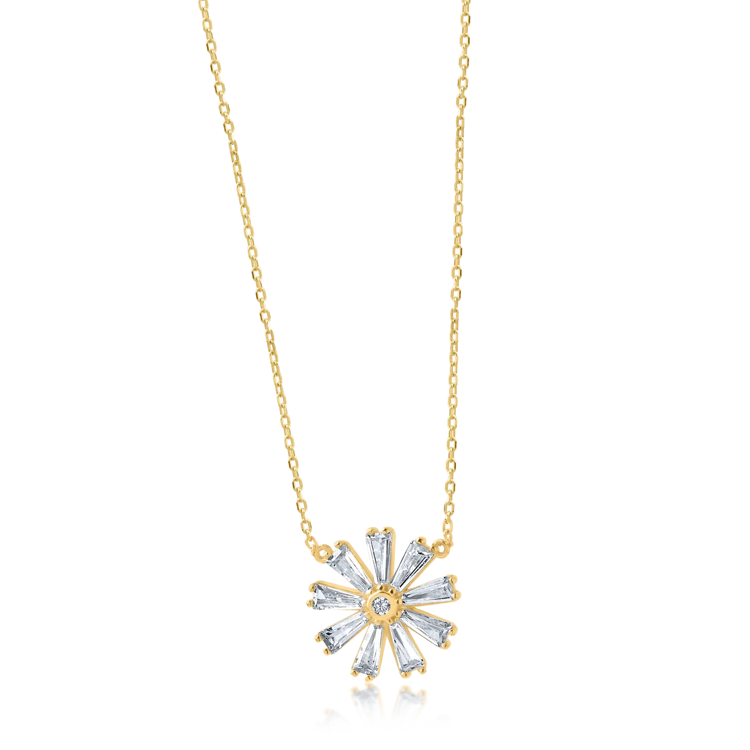 Yellow gold flower pendant necklace