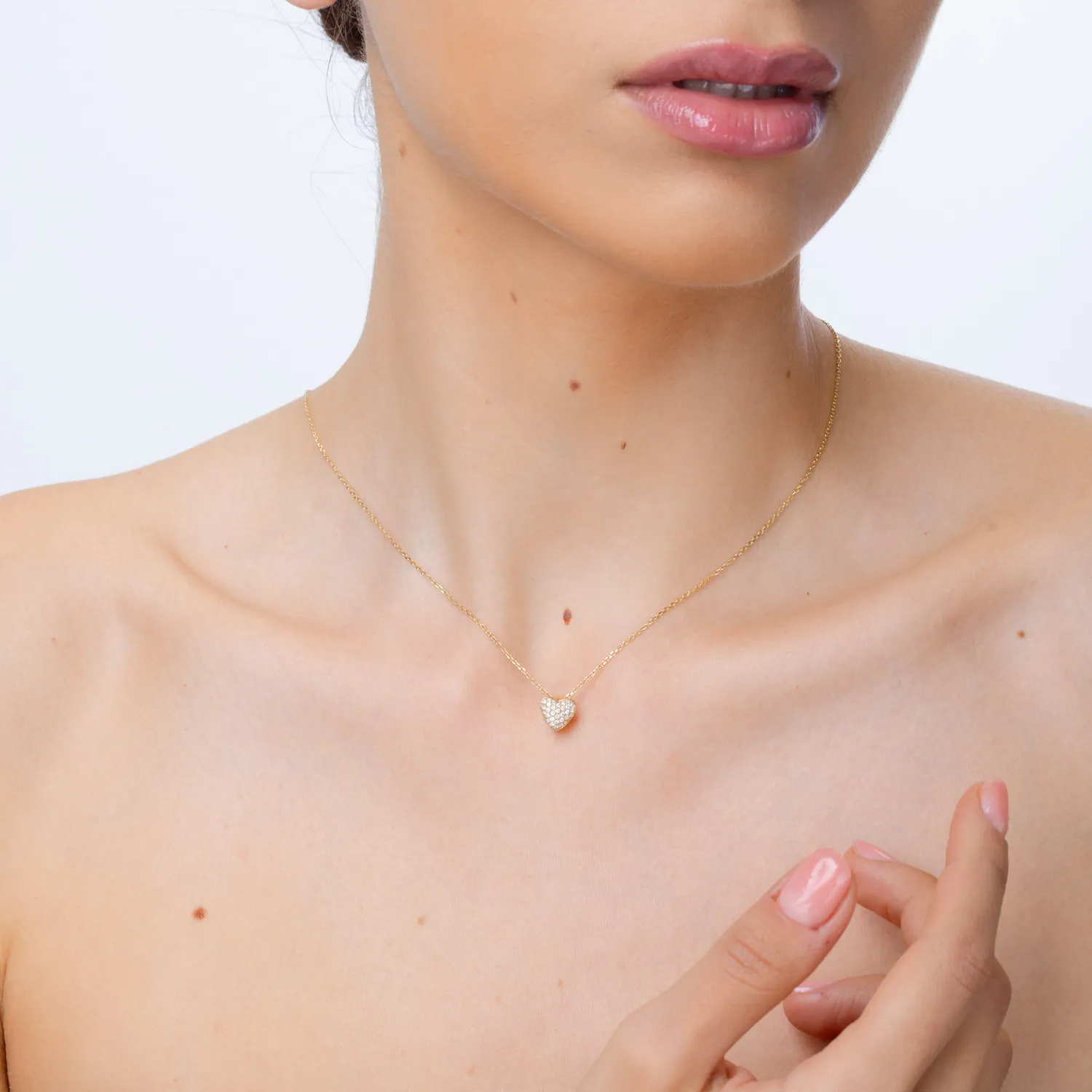 Pandantiv inima din aur galben cu diamante de 0.18ct