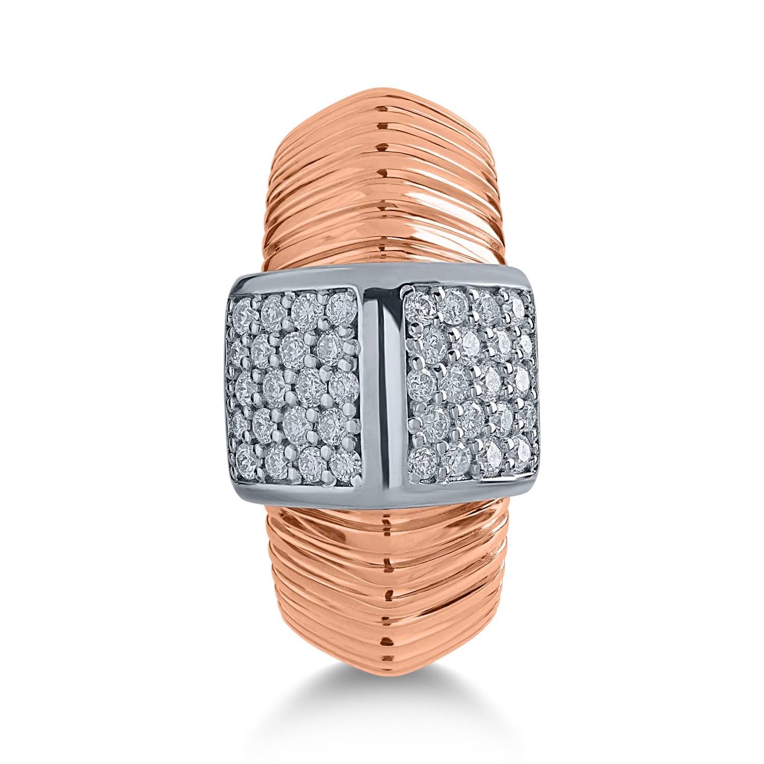 Inel din aur alb-roz cu diamante de 0.44ct - imagine 3