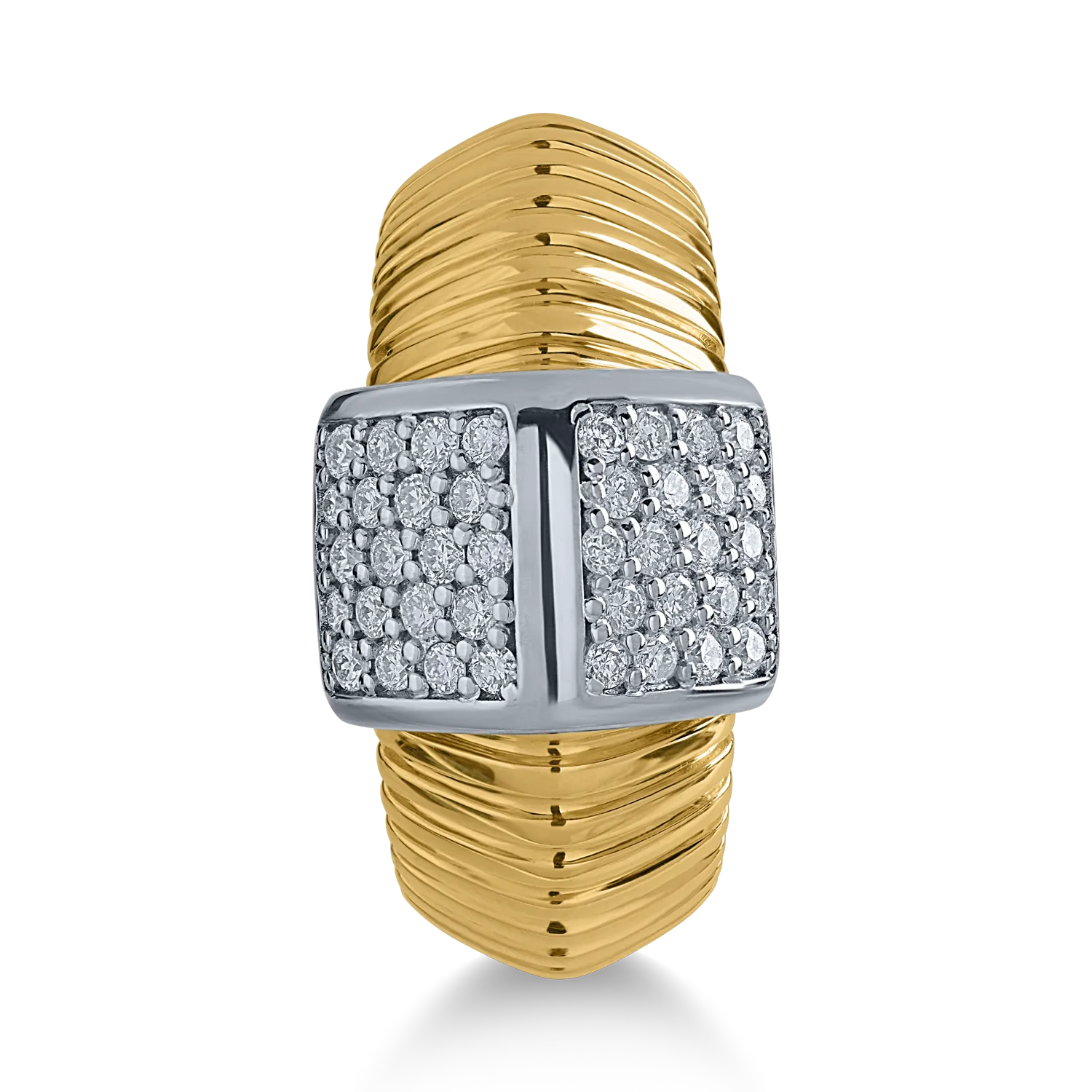 Inel din aur alb-galben cu diamante de 0.44ct