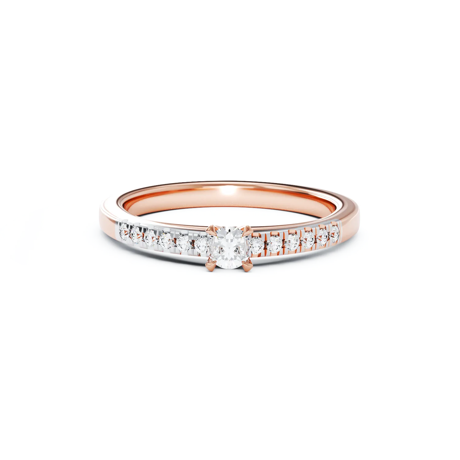 Inel de logodna din aur roz cu diamante de 0.3ct