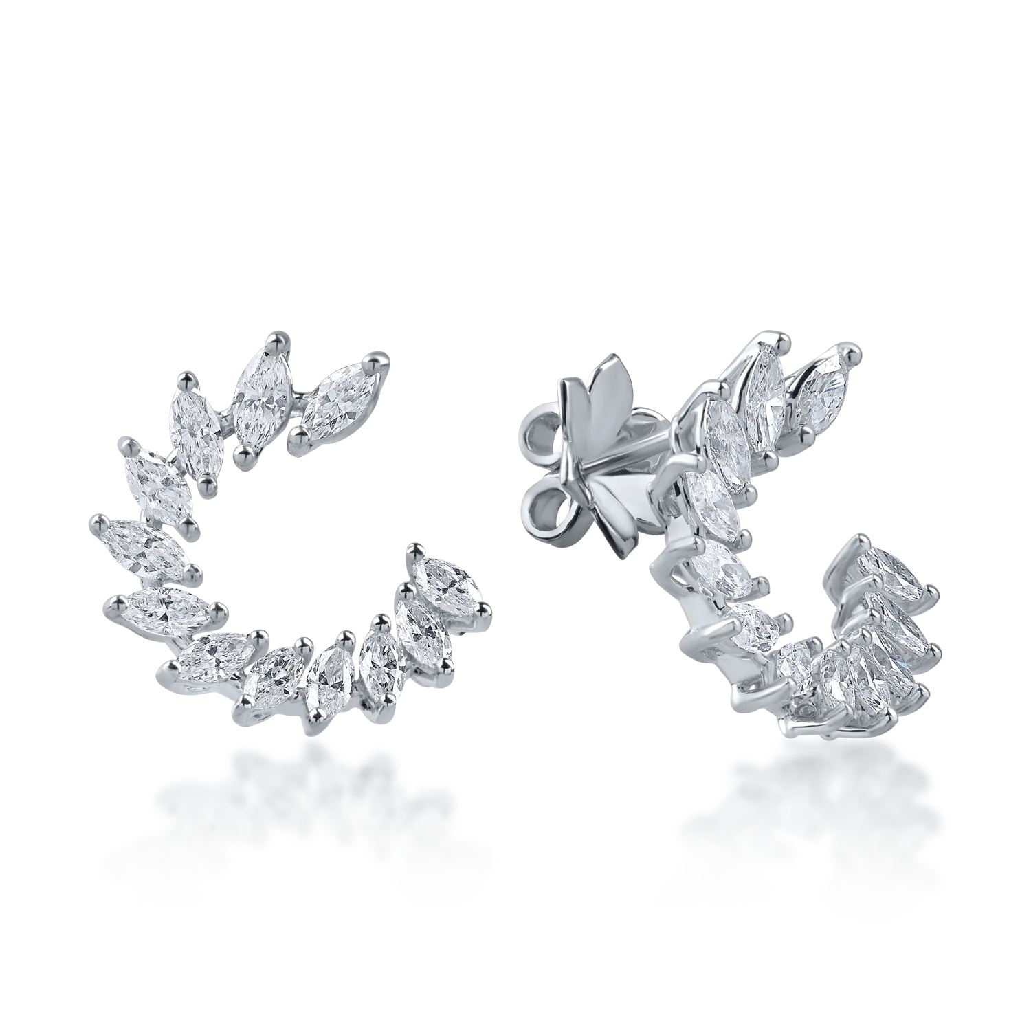 Cercei stud din aur alb cu diamante marquise de 1.4ct