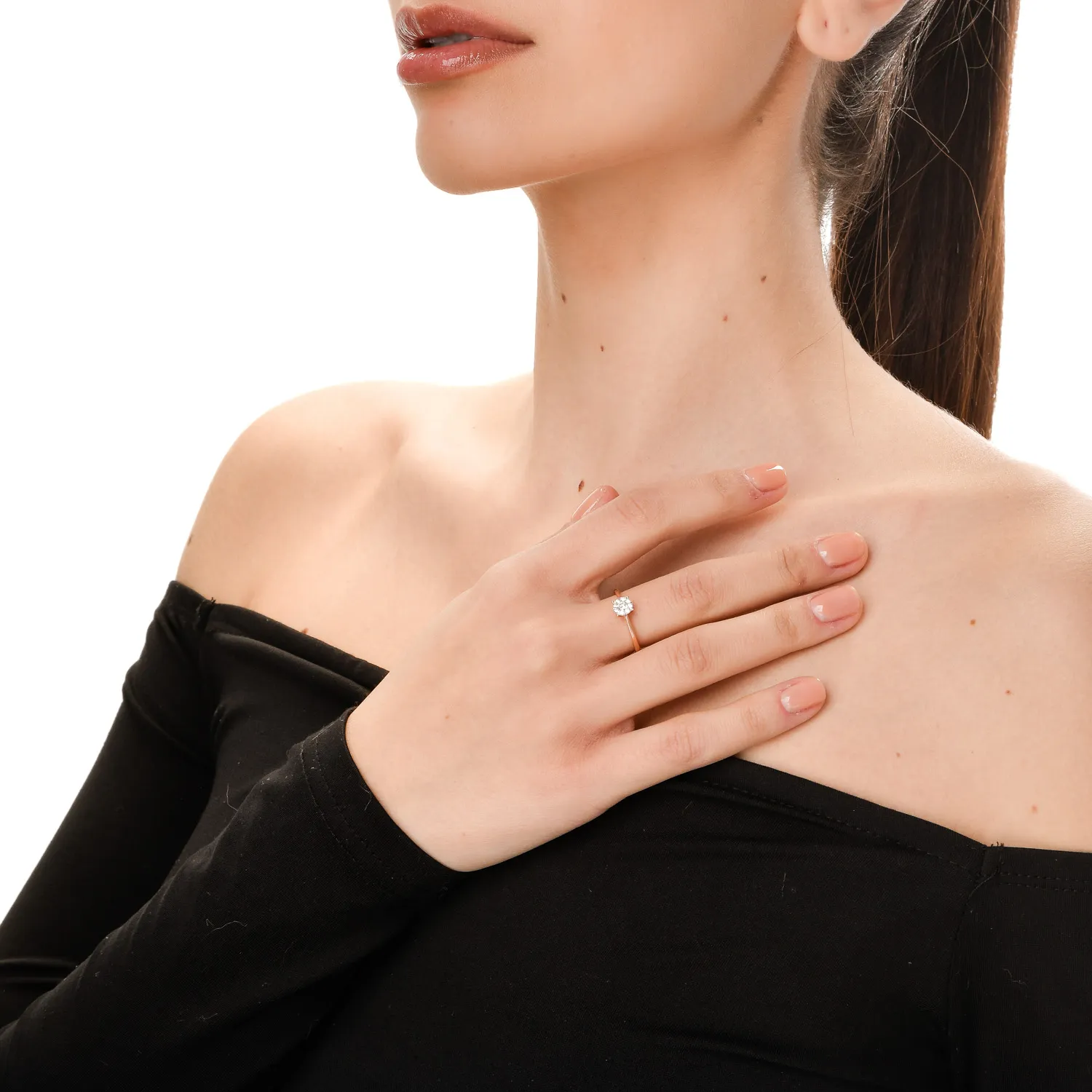 Rose gold engagement ring with 0.2ct diamonds