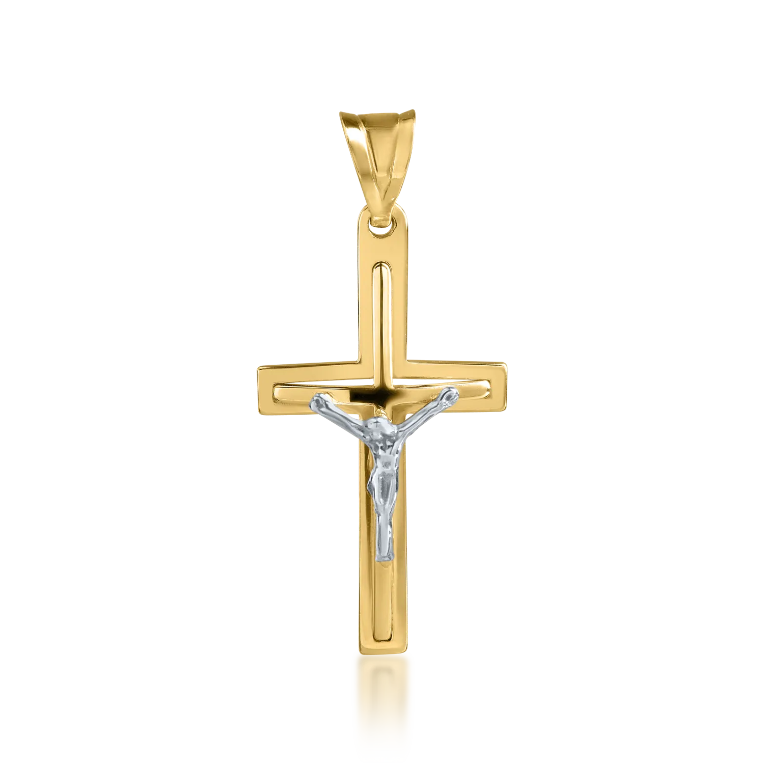 Pandantiv cruce din aur alb-galben