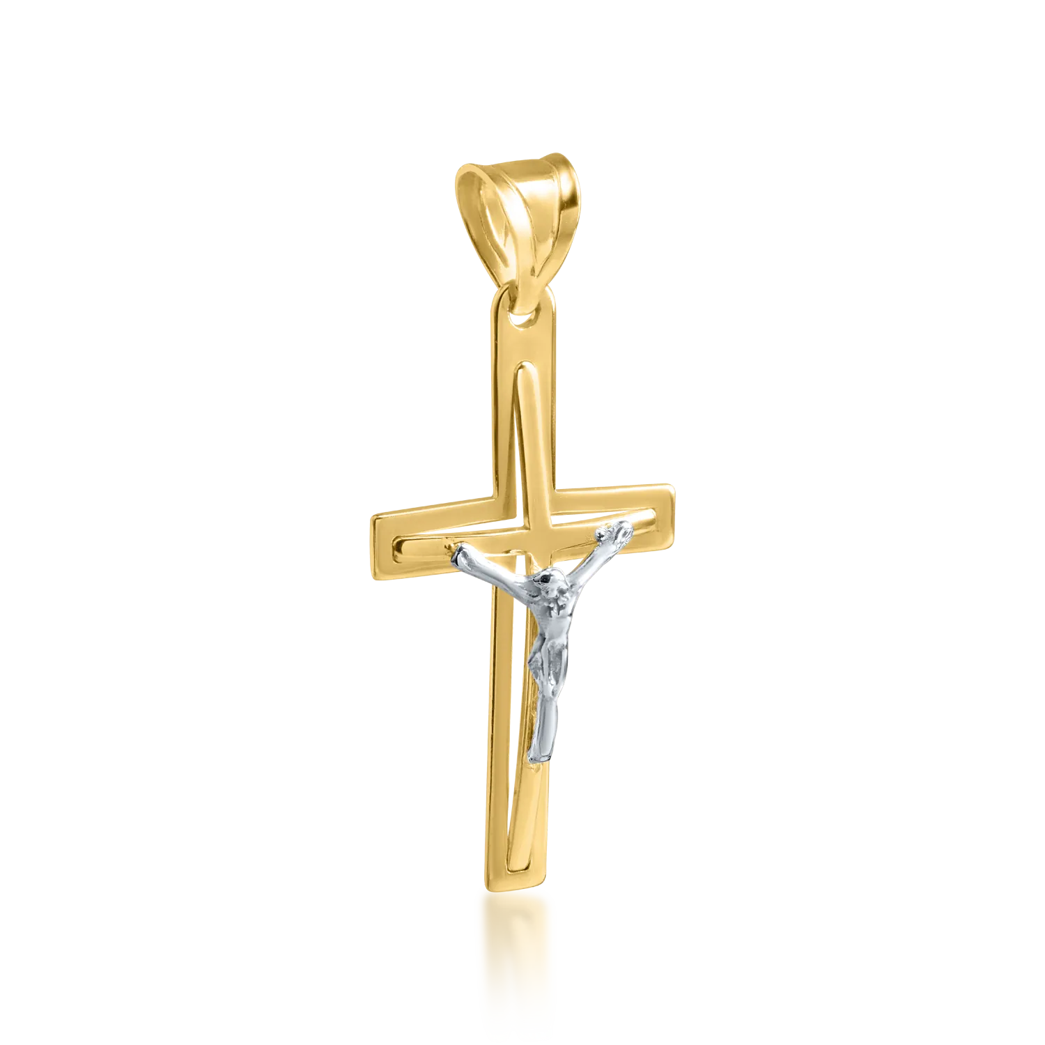 Krzyżyk z żółtego i białego złota