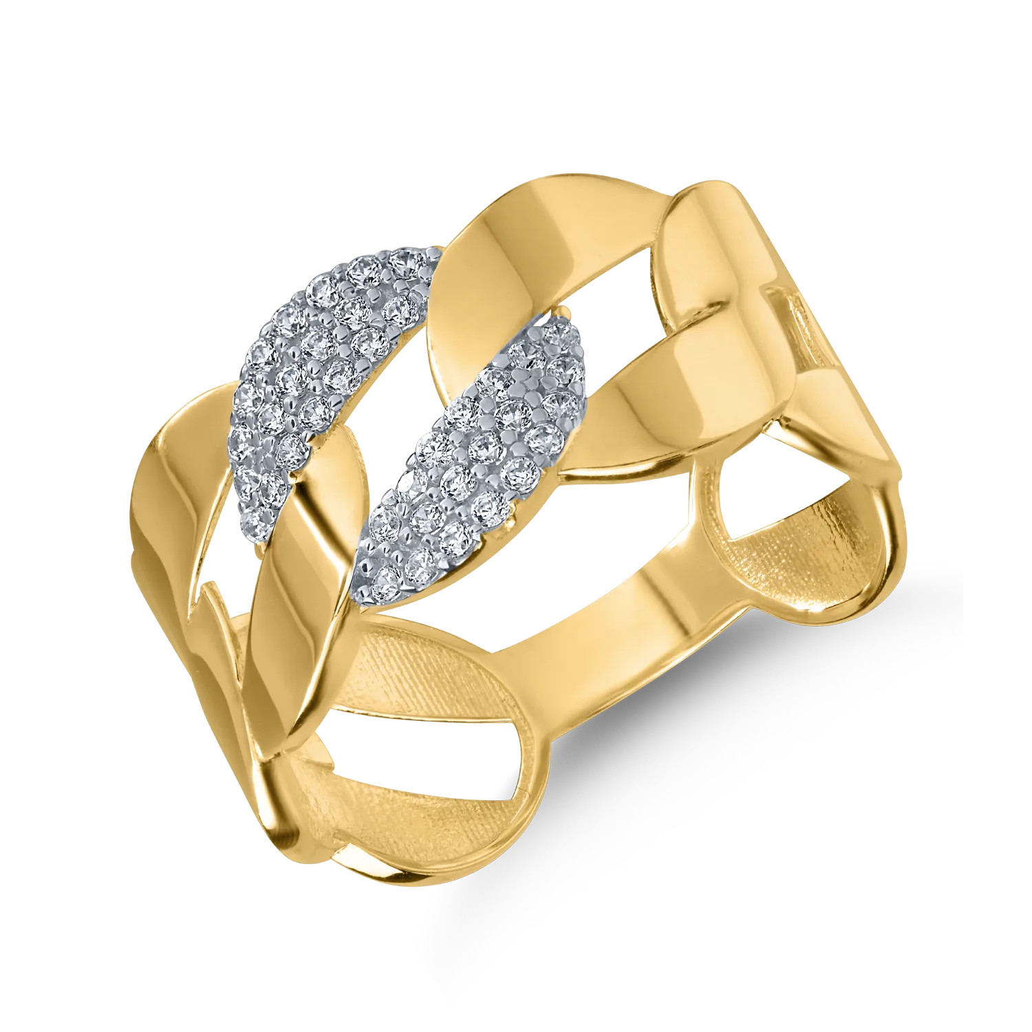 White-yellow gold ring