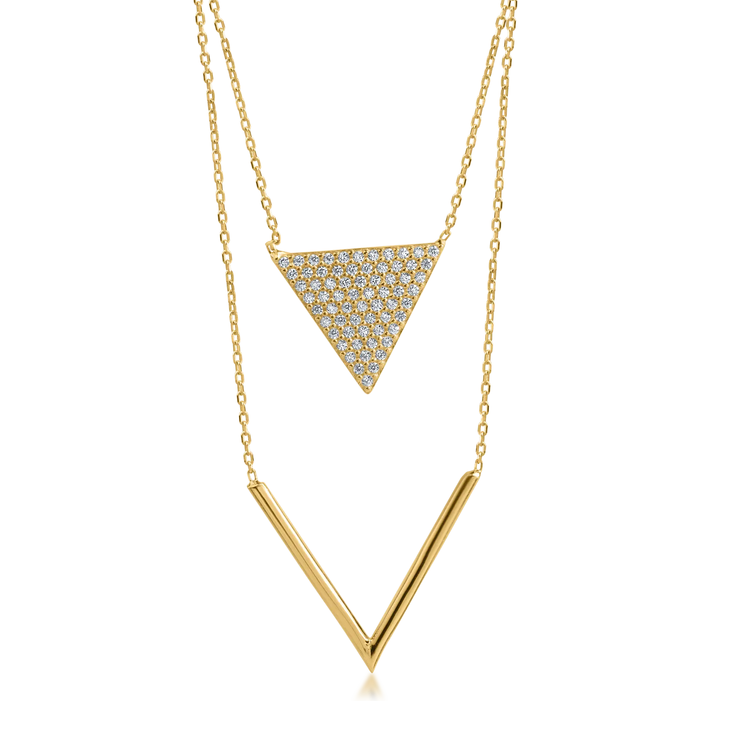 Yellow gold geometric pendants necklace