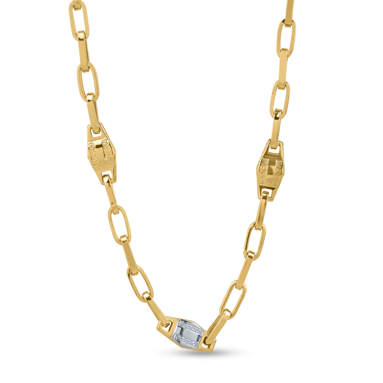 White-yellow gold men's chain