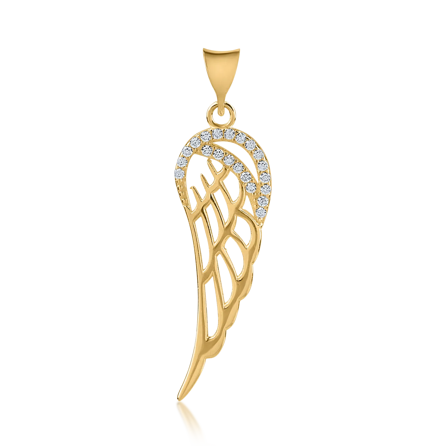 Yellow gold angel wing pendant