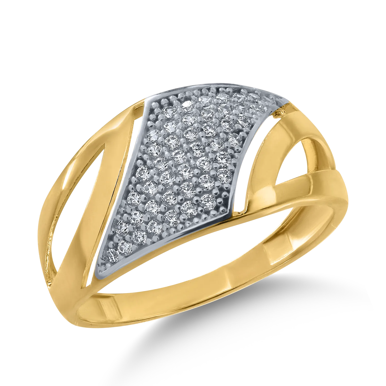 White-yellow gold ring