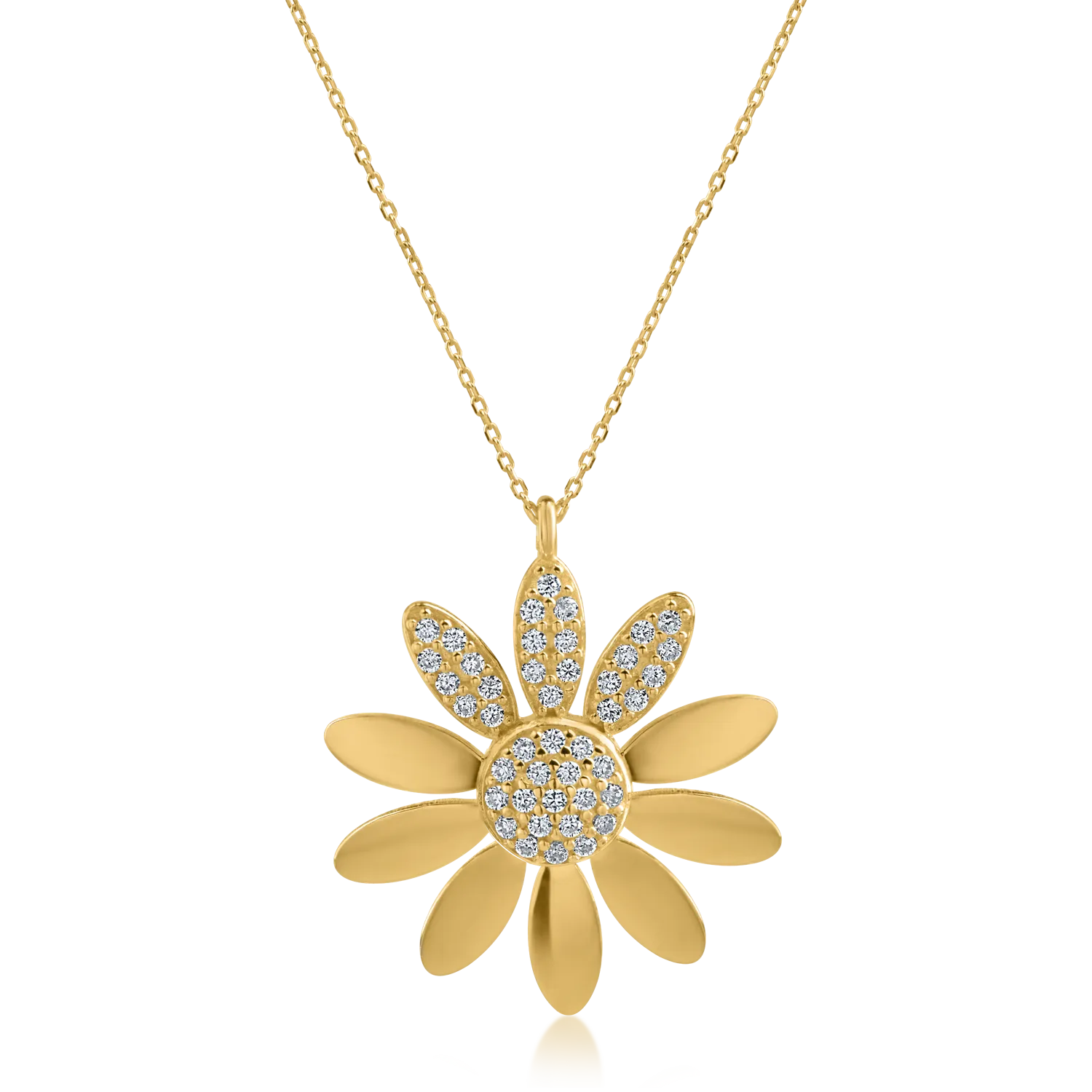 Naszyjnik w kształcie kwiatka z żółtego złota