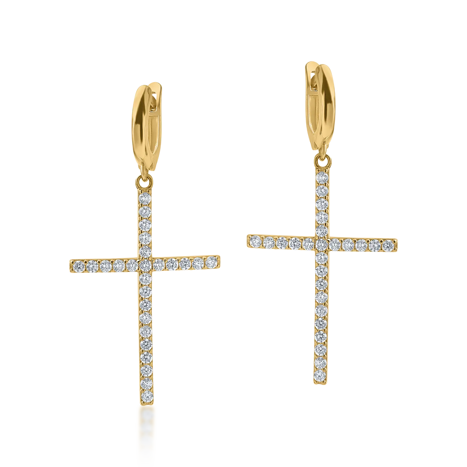 Yellow gold cross earrings