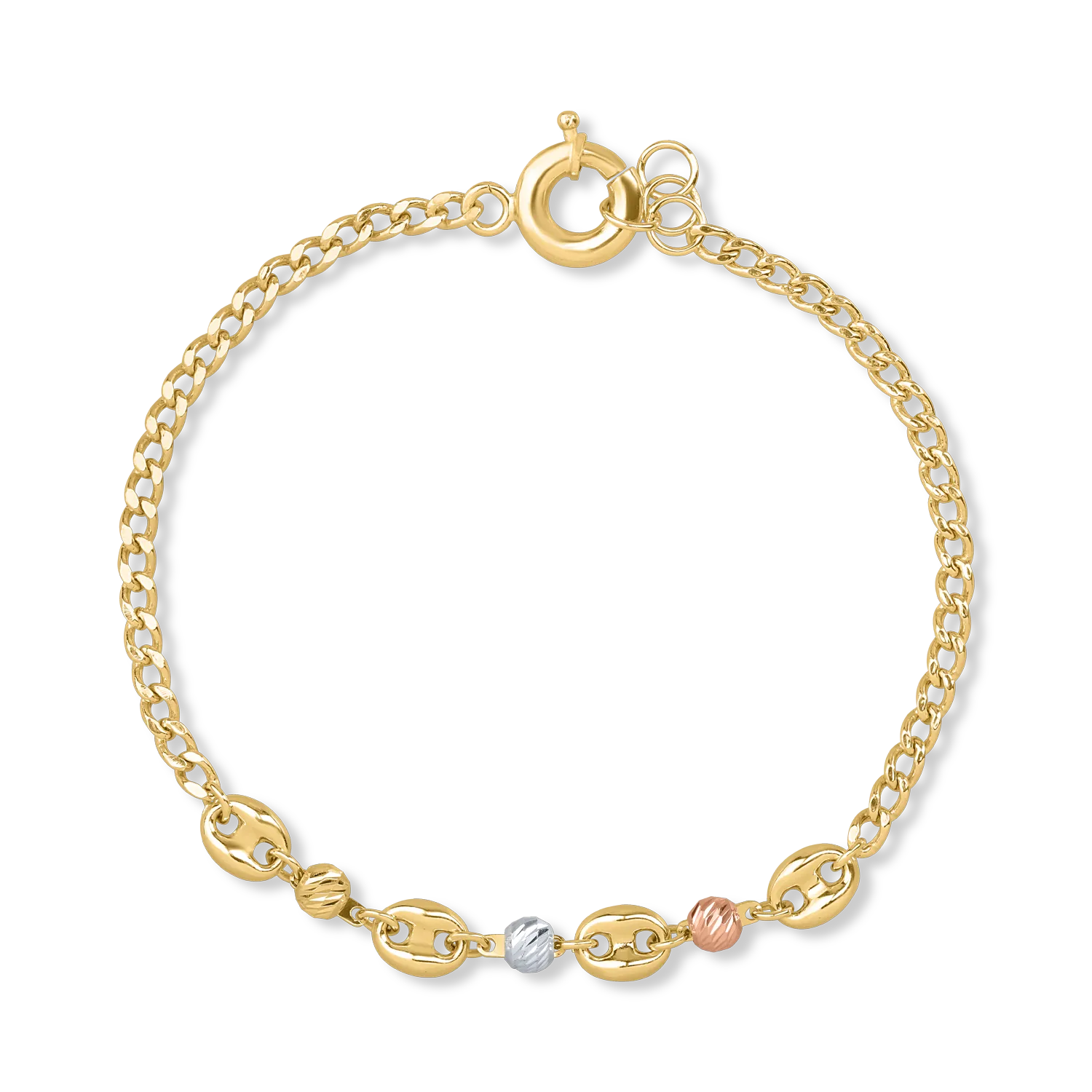 White-rose-yellow gold bracelet