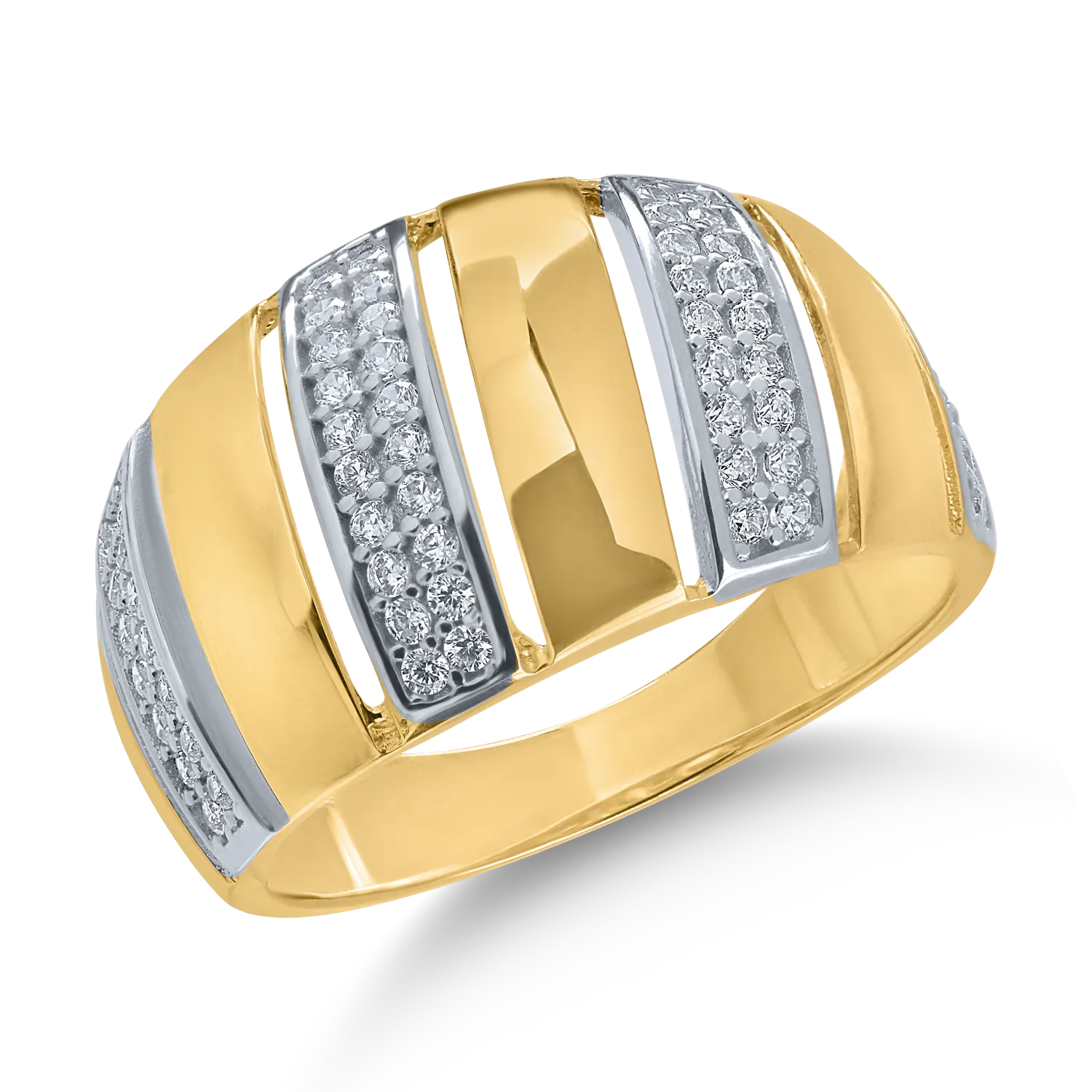 White-yellow gold ring