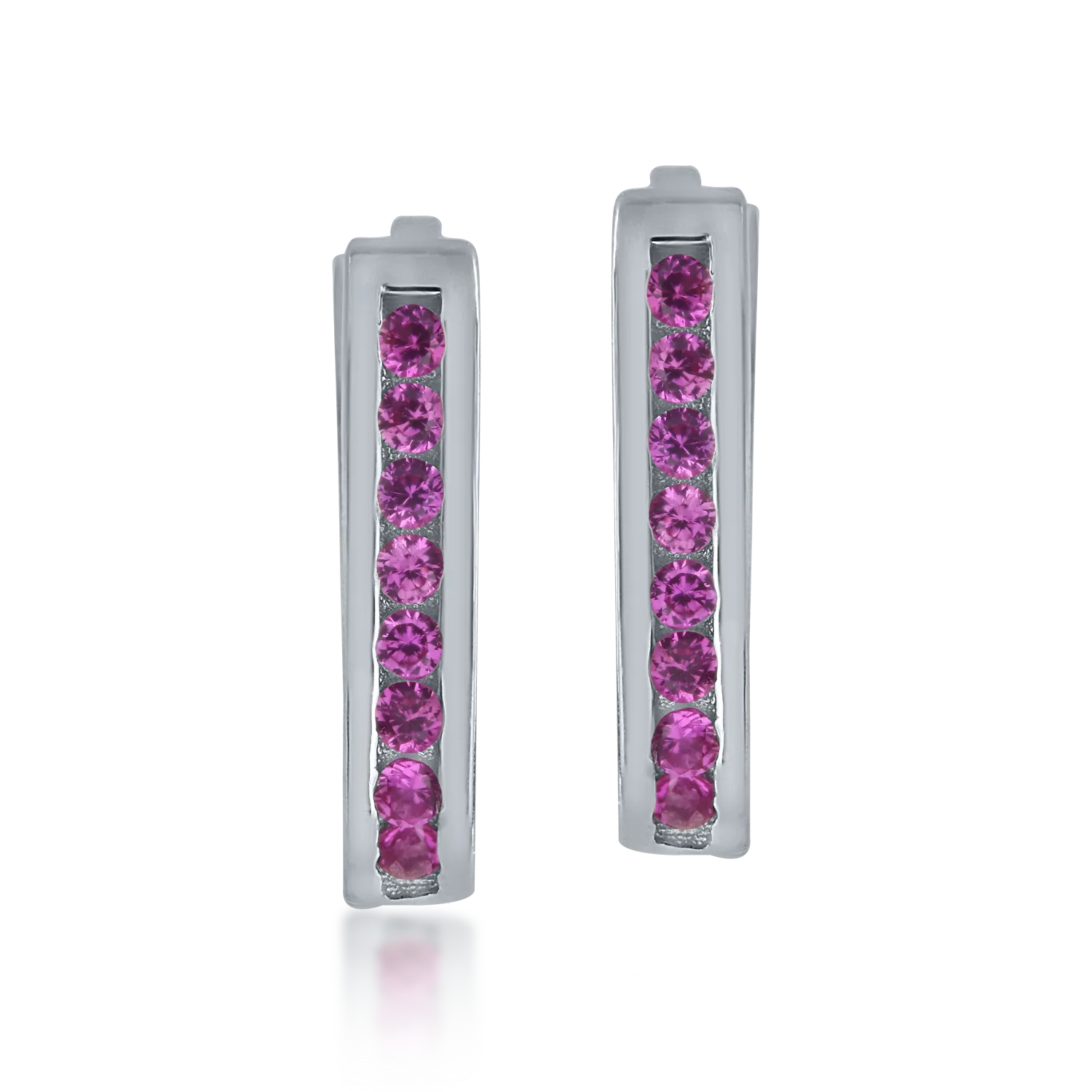 White gold earrings with pink zirconia-161980