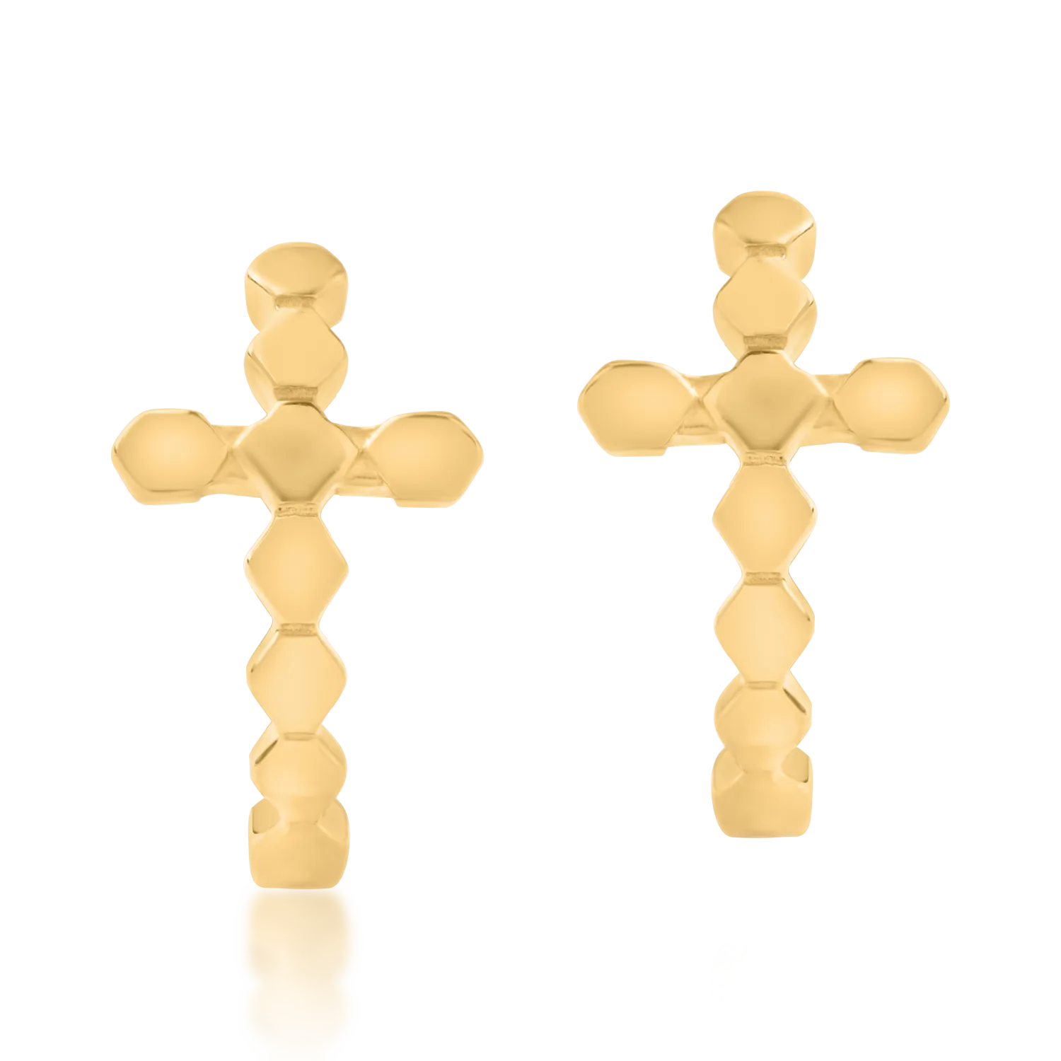 Yellow gold cross earrings