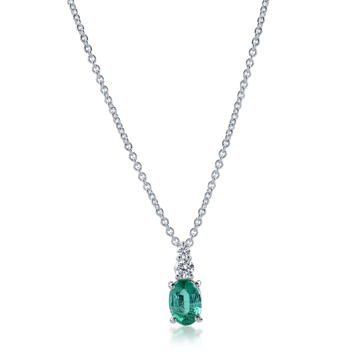 Fehérarany medál nyaklánc 0.8ct smaragddal és 0.14ct gyémántokkal