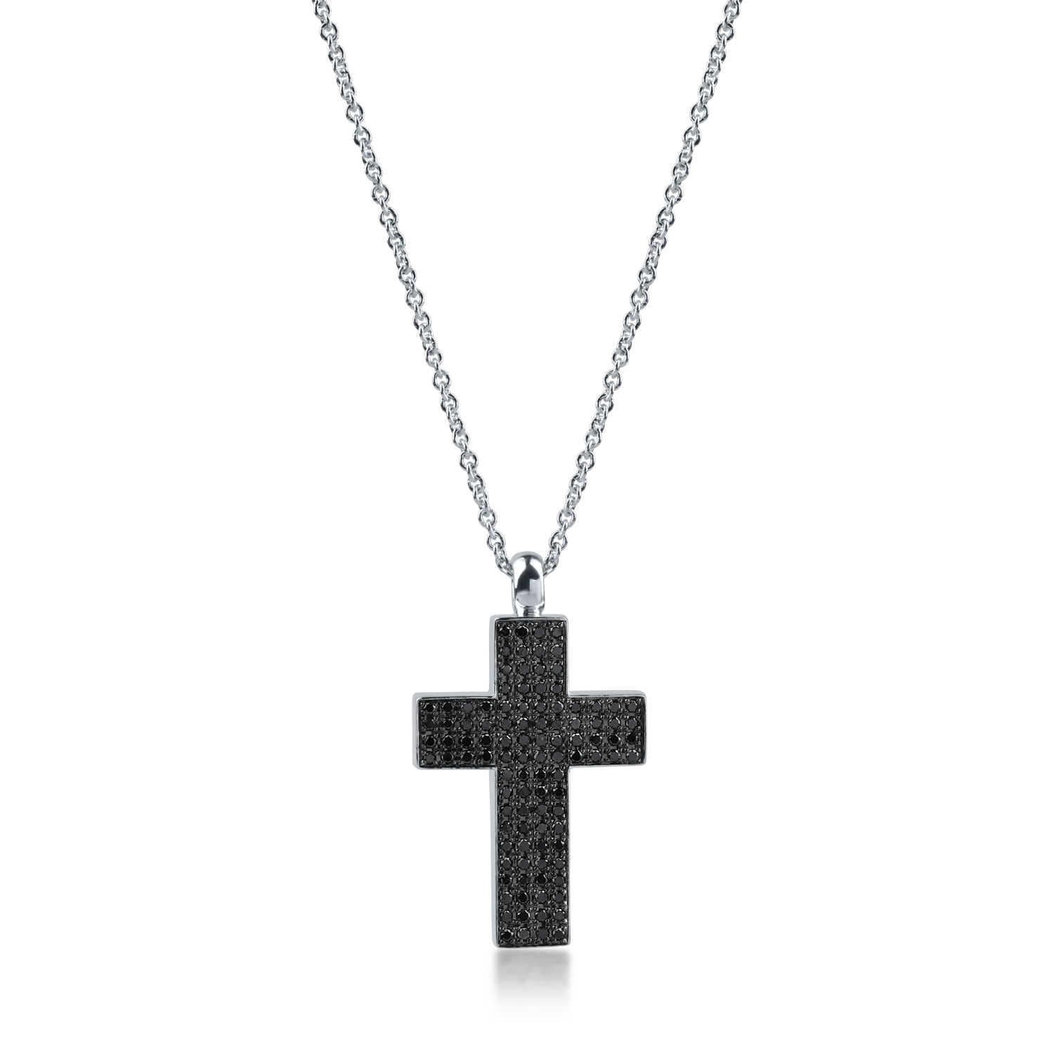 White gold cross pendant necklace with 1.03ct black diamonds