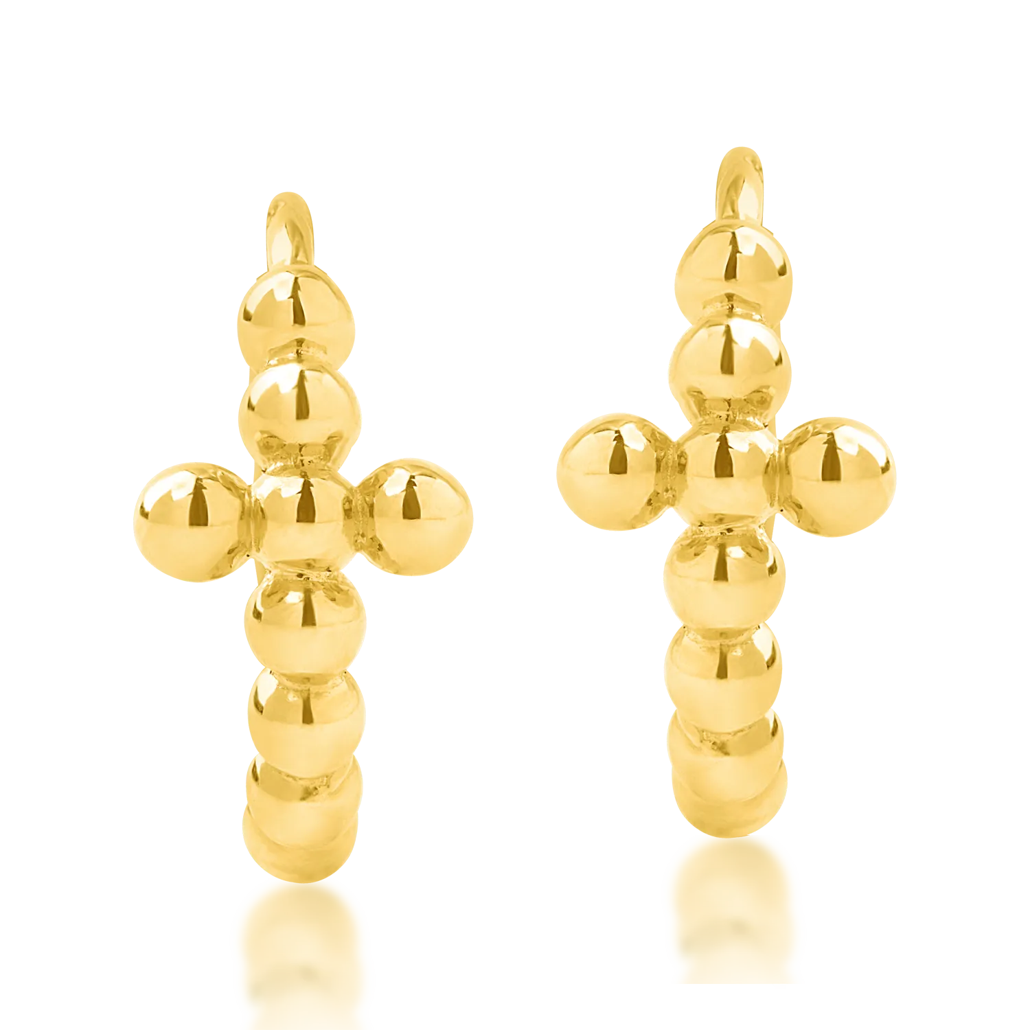 Yellow gold cross earrings