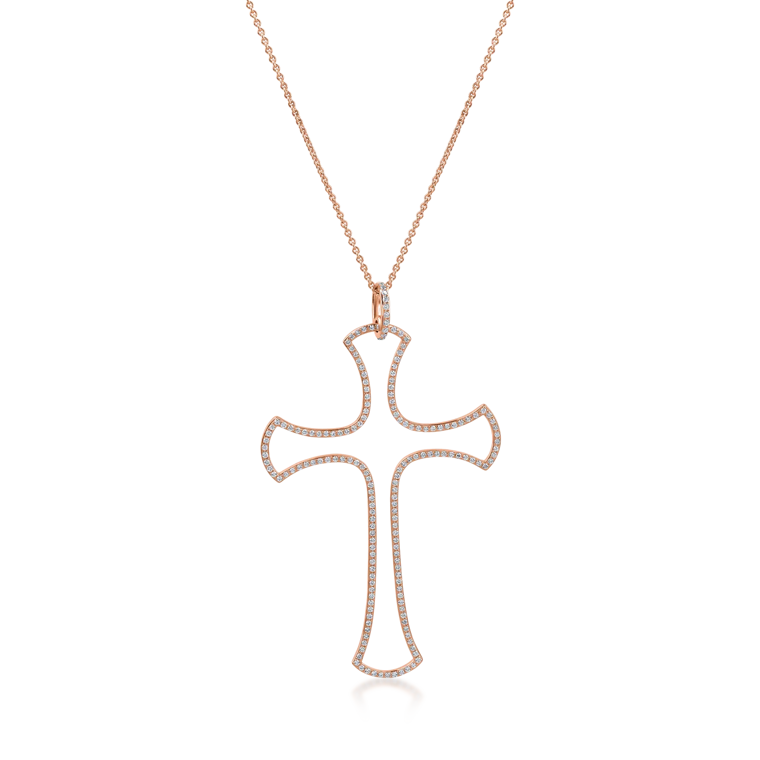 Rose gold cross pendant necklace with 0.9ct diamonds