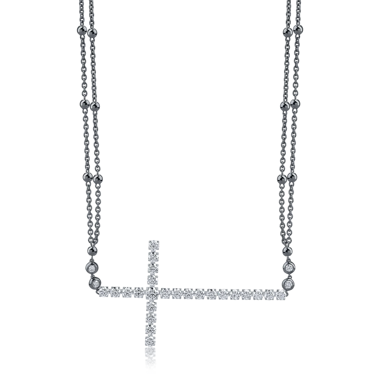 Lant cu pandantiv cruce din aur negru cu diamante de 3.23ct-162017