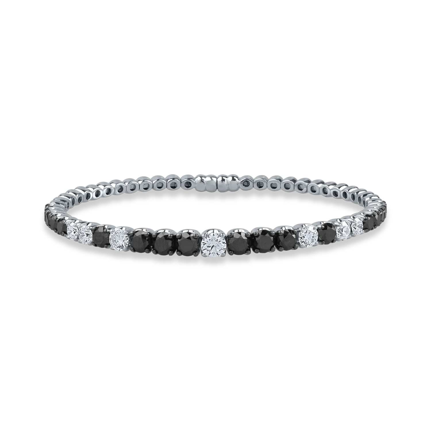 White gold bracelet with 4.48ct black diamonds and 1.43ct clear diamonds