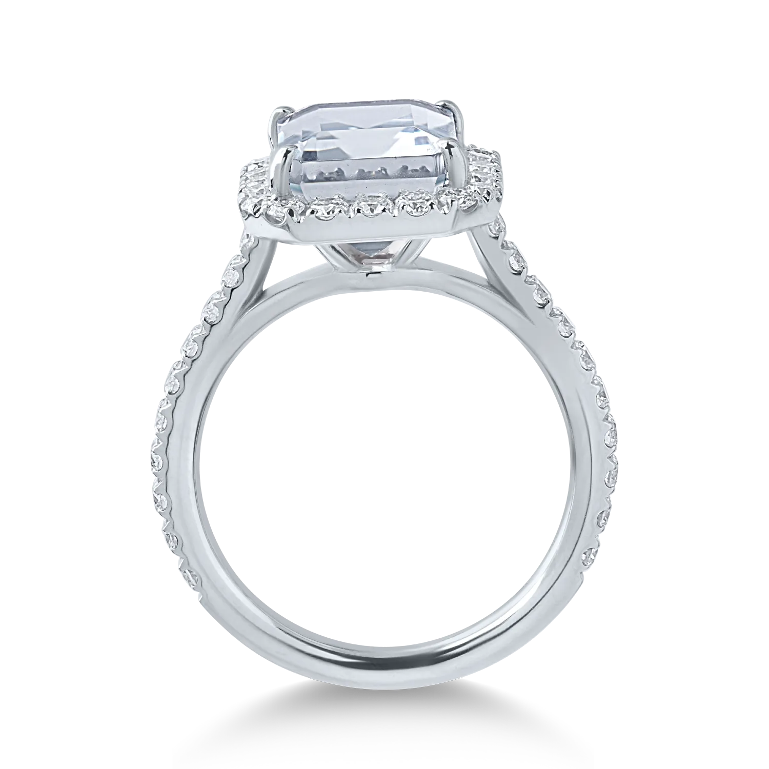Fehérarany gyűrű 3.78ct akvamarinnal és 0.98ct gyémántokkal
