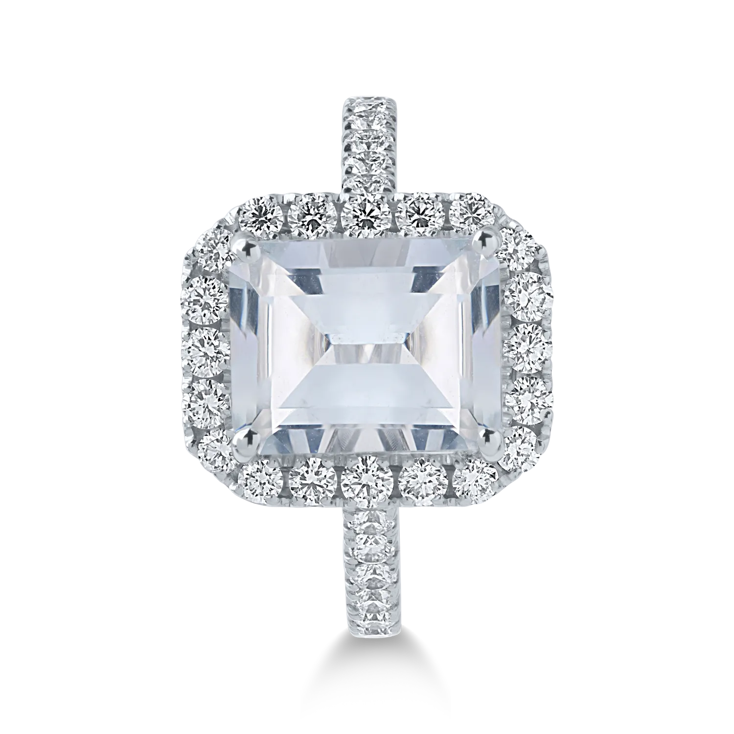 Inel din aur alb cu acvamarin de 3.78ct si diamante de 0.98ct