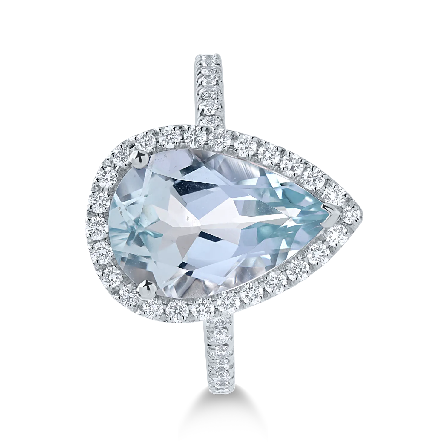 Fehérarany gyűrű 3.4ct akvamarinnal és 0.4ct gyémántokkal