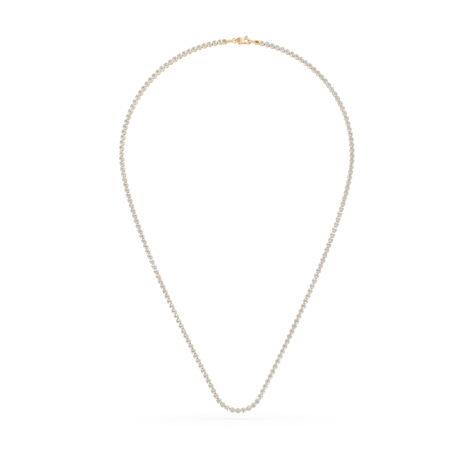 Yellow gold tennis necklace with zirconia