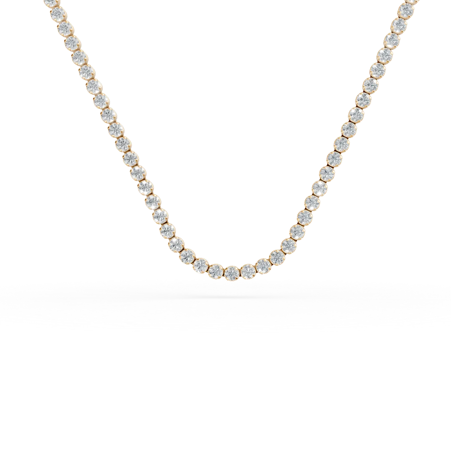 Yellow gold tennis necklace with zirconia