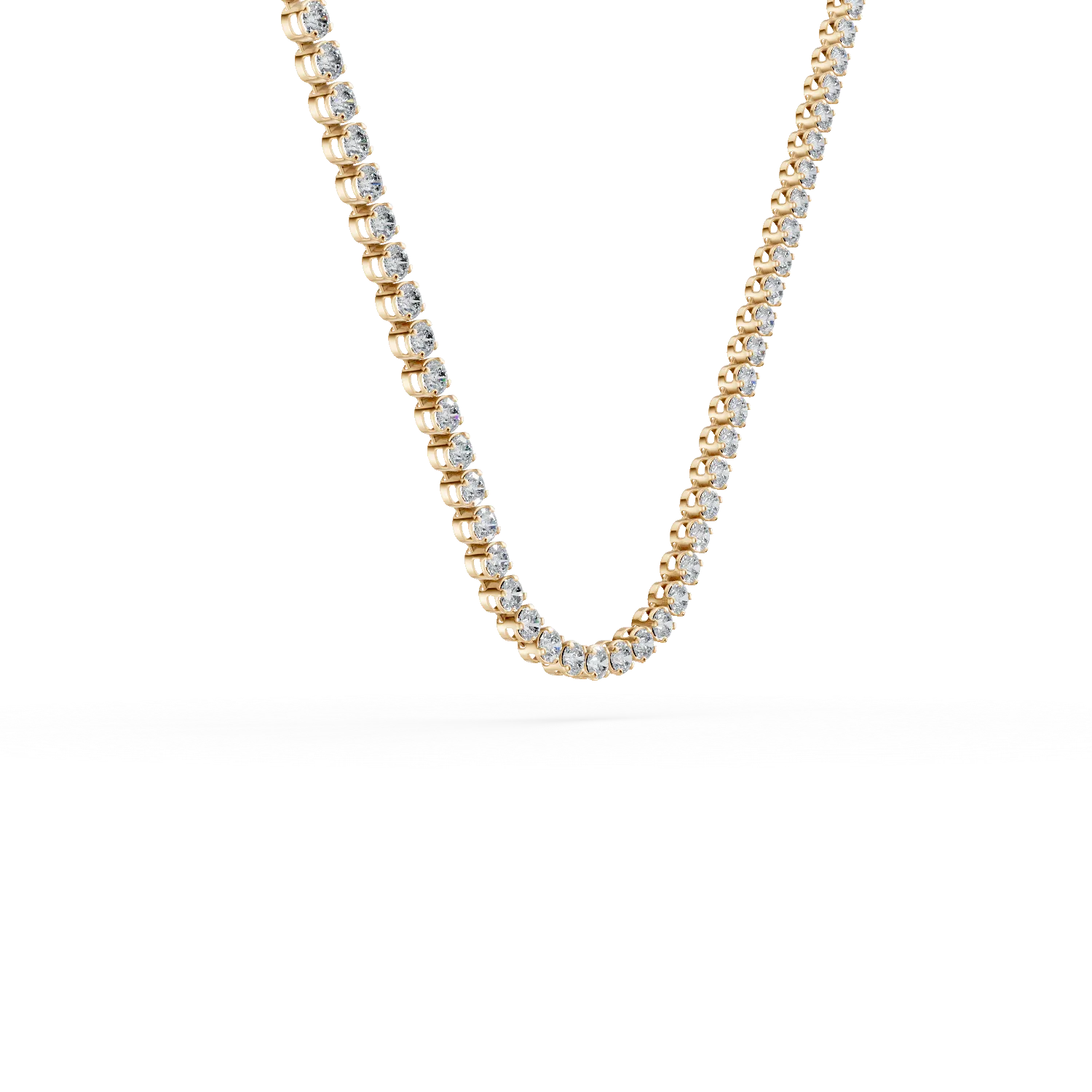 Yellow gold tennis necklace with zirconia