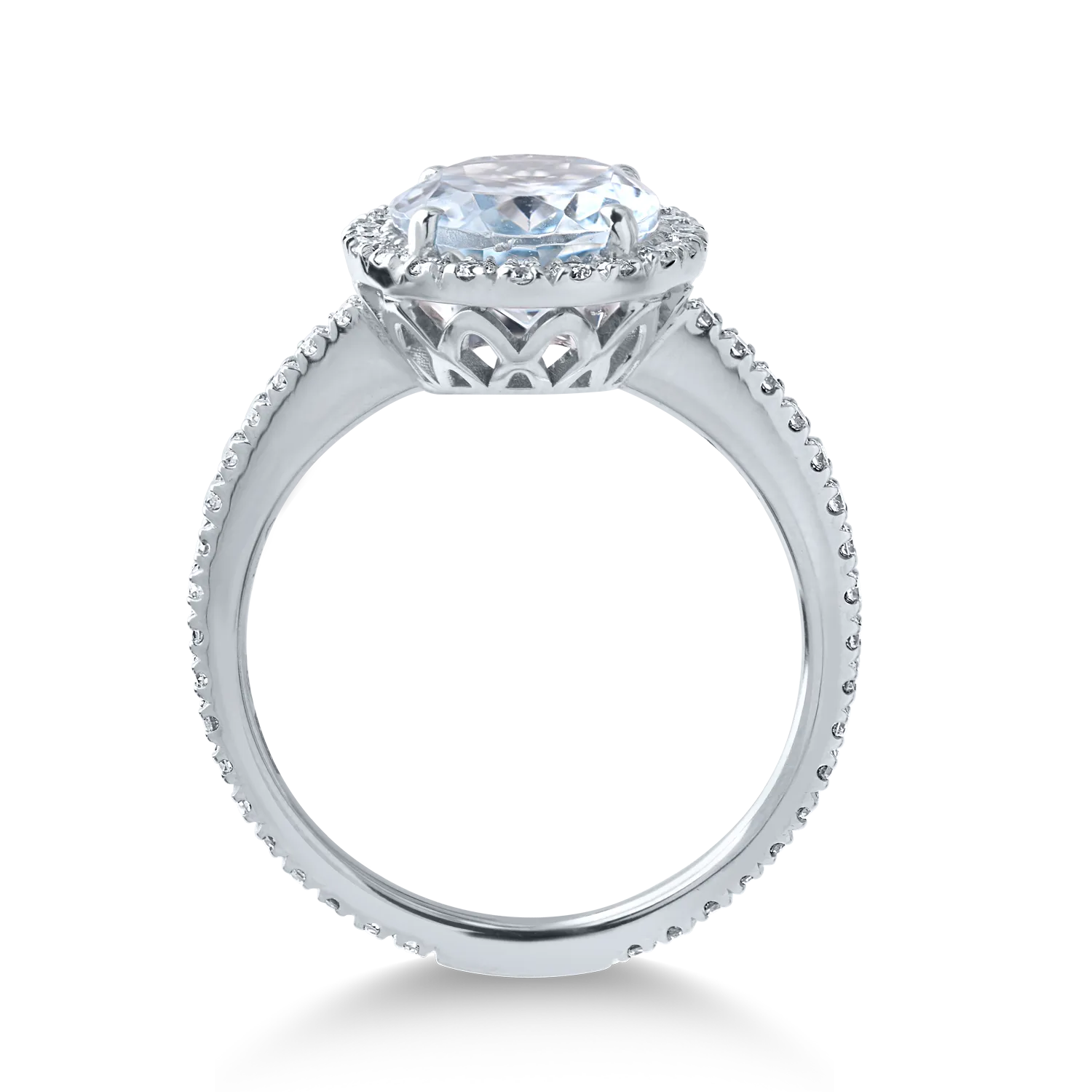 Fehérarany gyűrű 2.23ct akvamarinnal és 0.53ct gyémántokkal