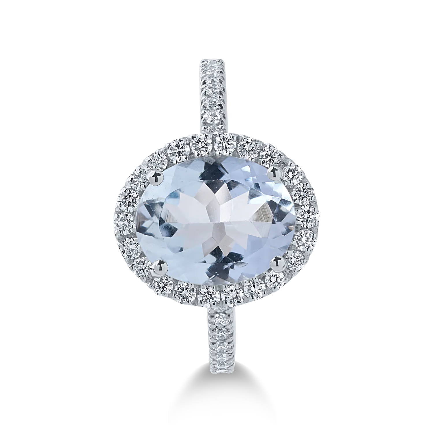 Inel din aur alb cu acvamarin de 2.23ct si diamante de 0.53ct