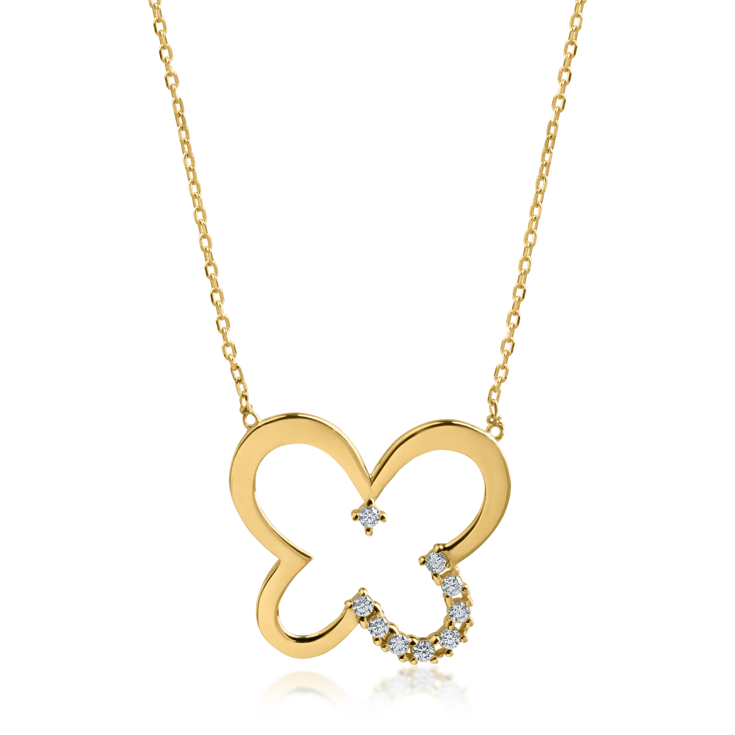 Yellow gold butterfly pendant necklace