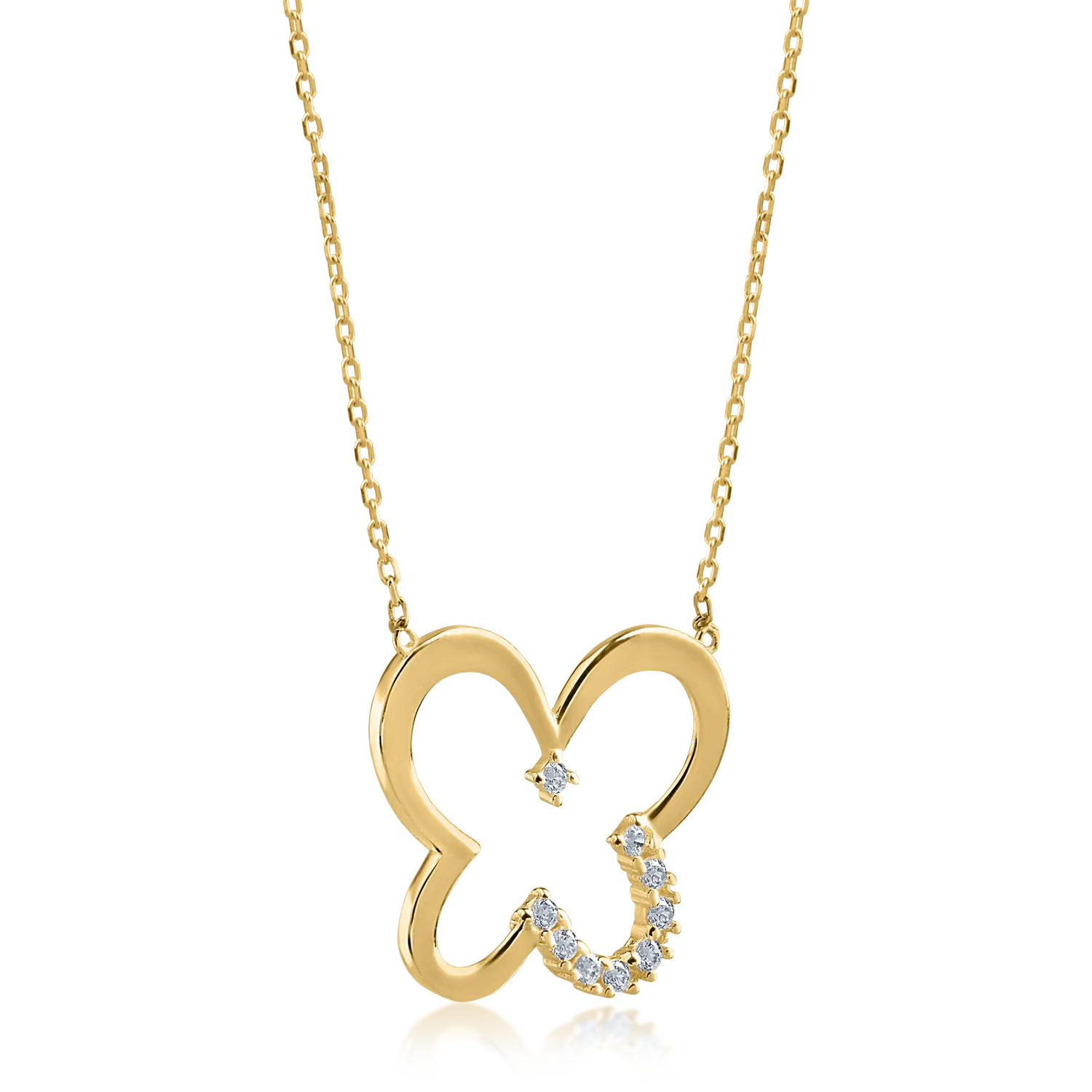 Yellow gold butterfly pendant necklace