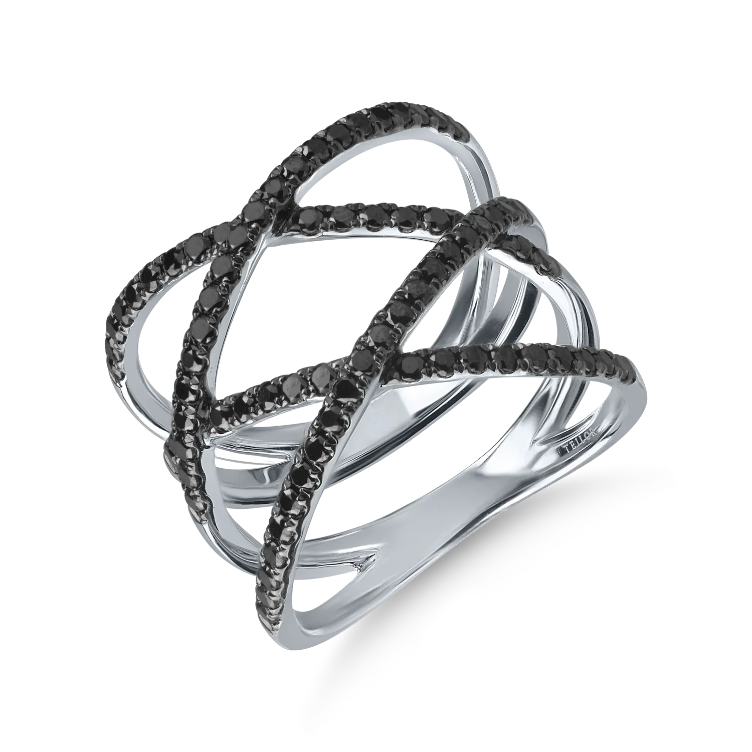 White gold ring with 0.7ct microsetting black diamonds