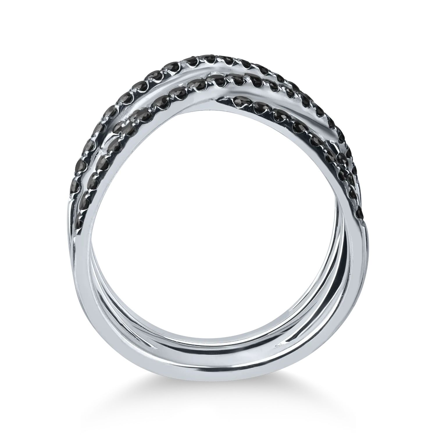 Inel din aur alb cu diamante negre microsetting de 0.7ct
