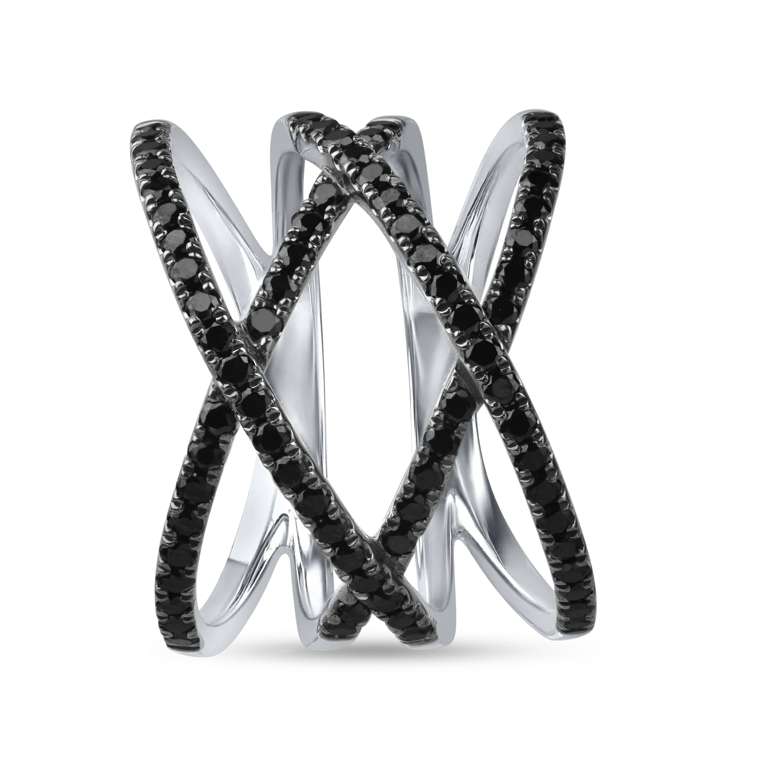Inel din aur alb cu diamante negre microsetting de 0.7ct