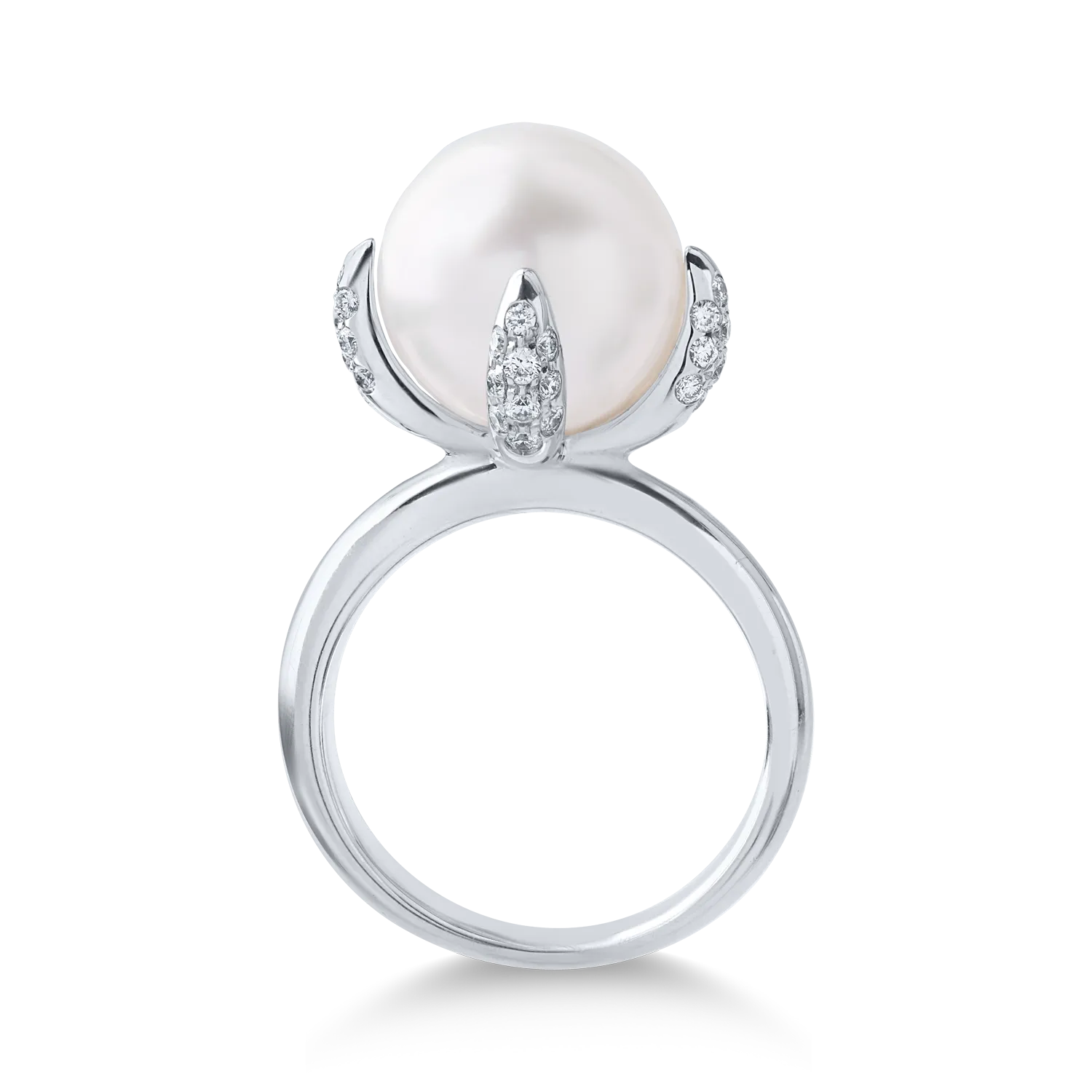 Fehérarany gyűrű 12.01ct ausztrál gyönggyel és 0.35ct gyémántokkal