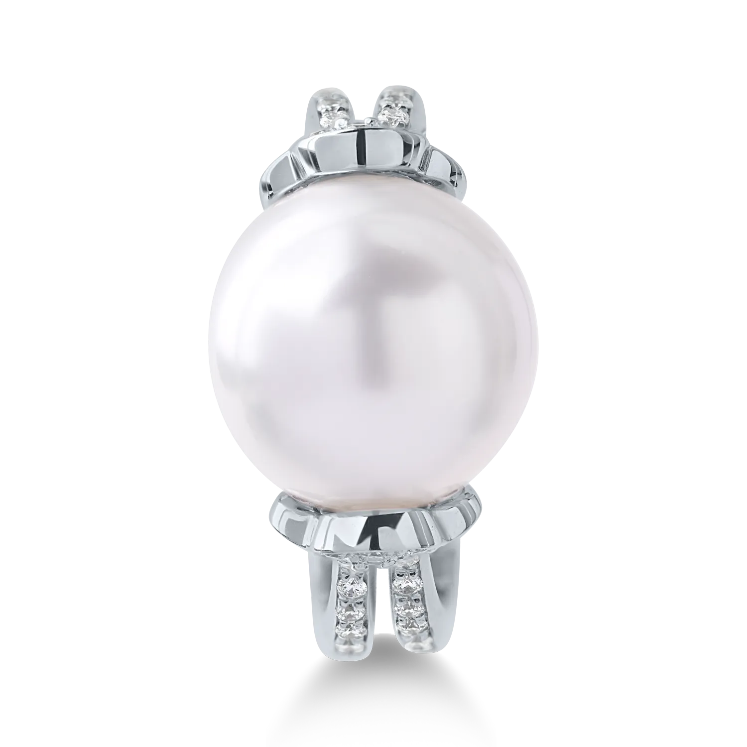 Inel din aur alb cu perla australiana de 12.09ct si diamante de 0.82ct