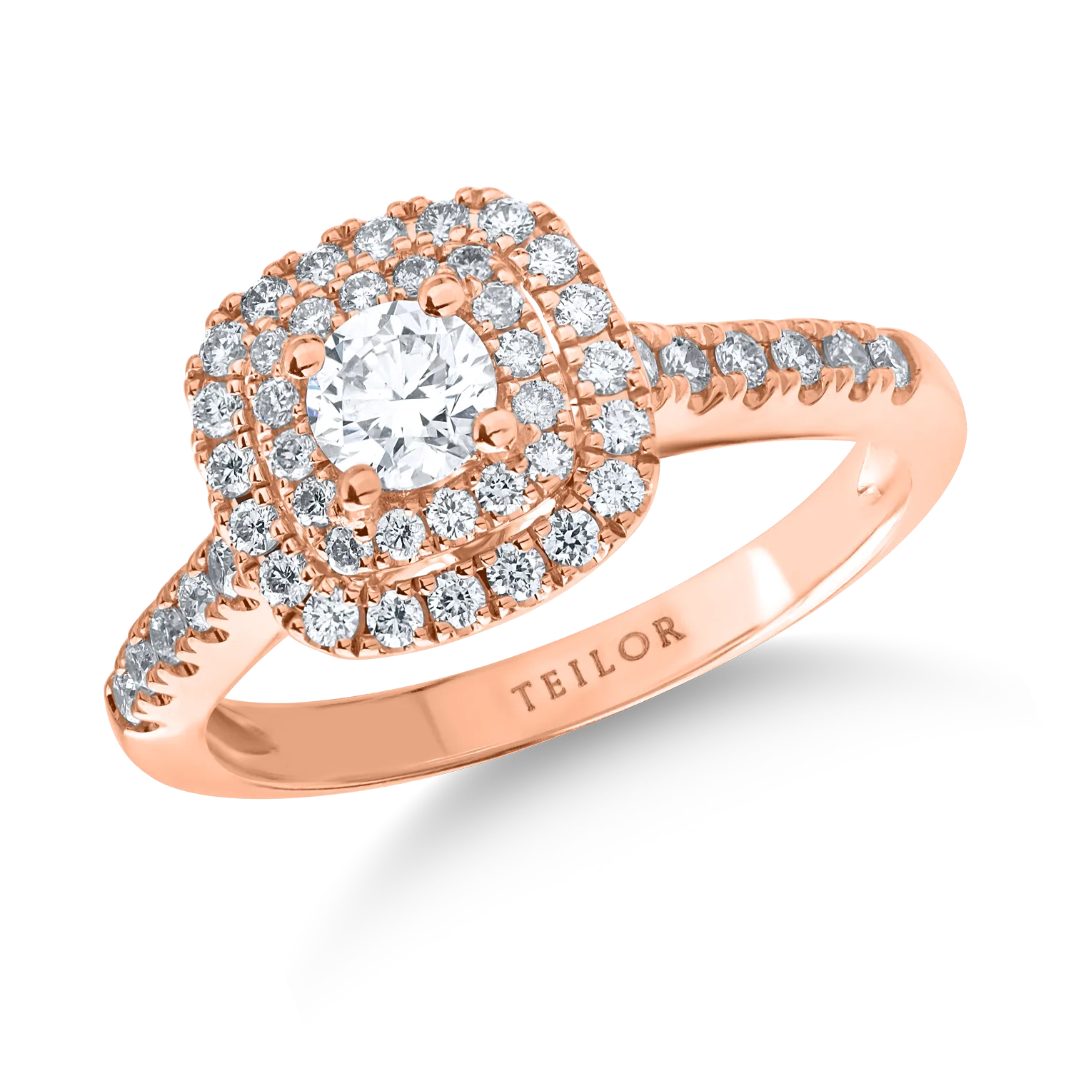 Inel de logodna din aur roz cu diamante de 0.74ct