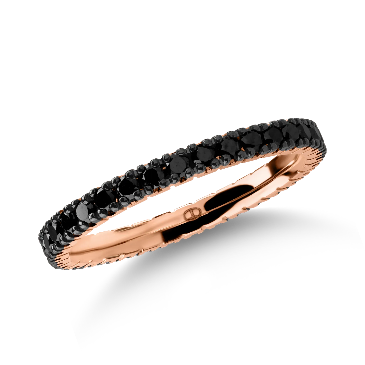 Pierścionek wieczności z różowego złota z 0.7ct czarnymi diamentami