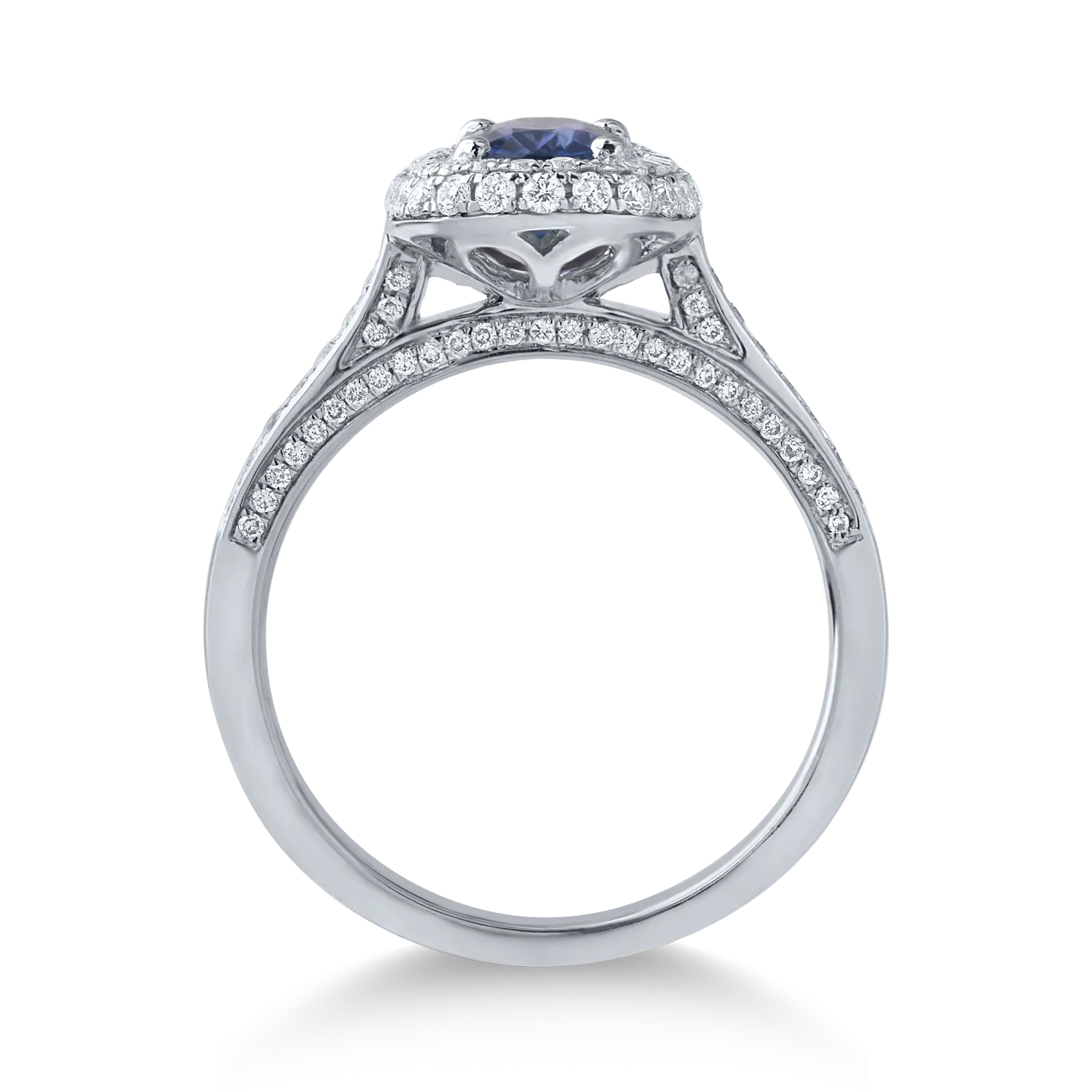 Fehérarany gyűrű 1.16ct zafírral és 0.56ct gyémántokkal