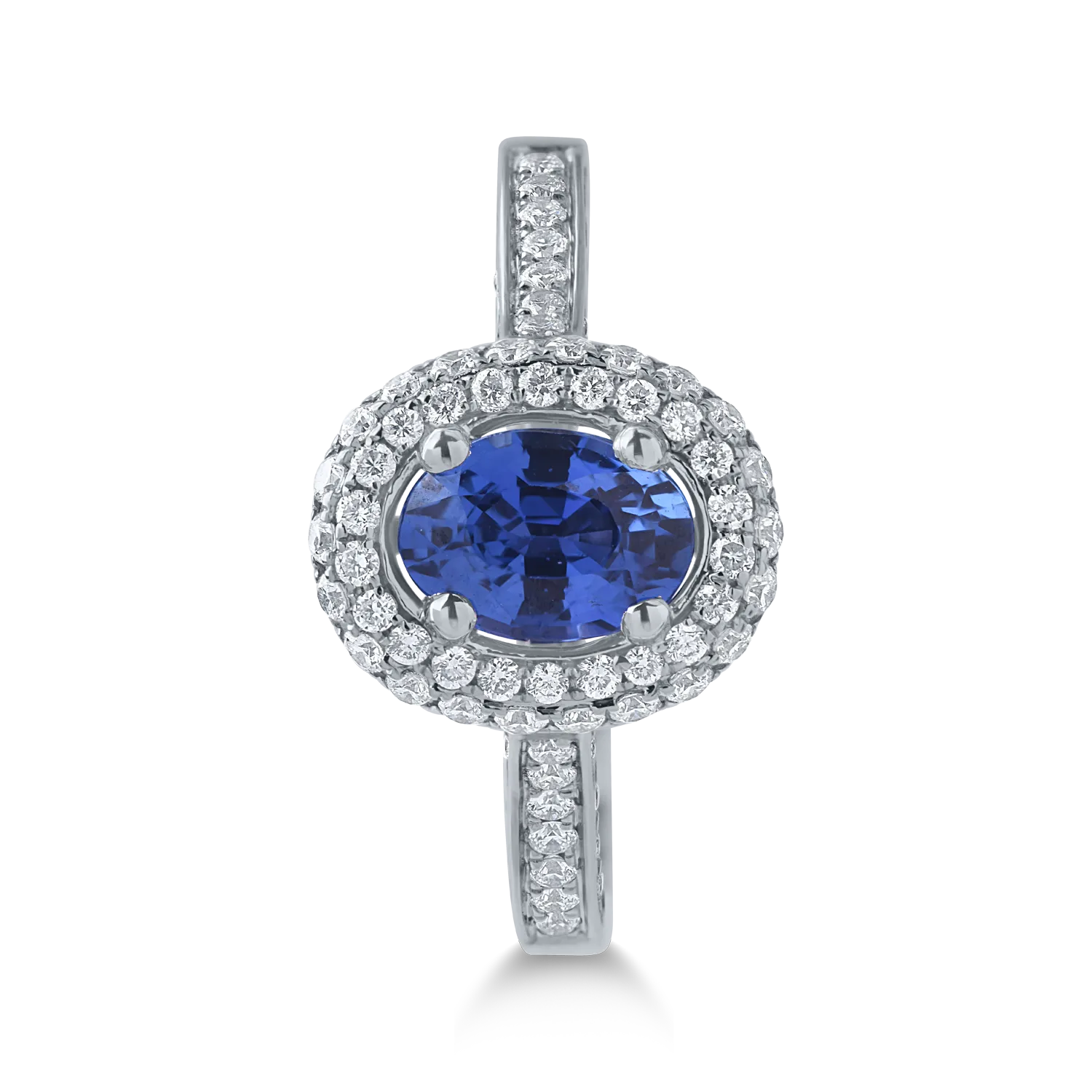 White gold ring with 1.16ct sapphire and 0.56ct diamonds